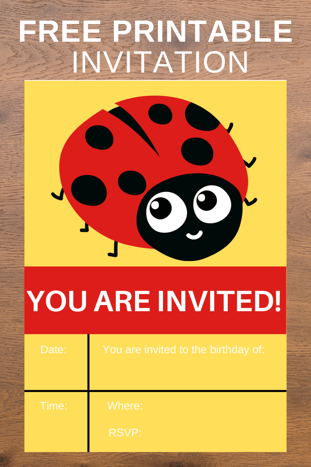 ladybug birthday invitation card