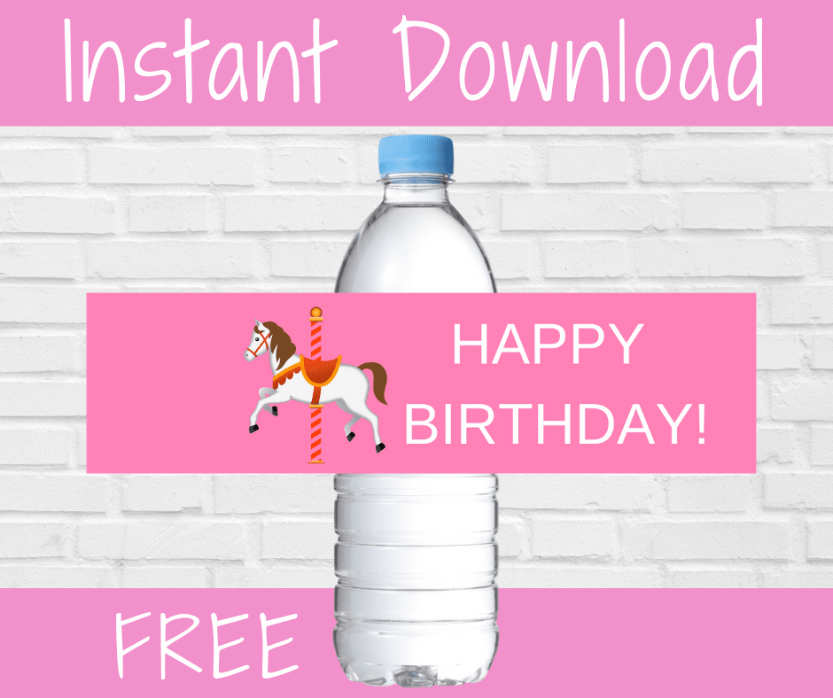 carousel birthday party decorations - water bottle labels