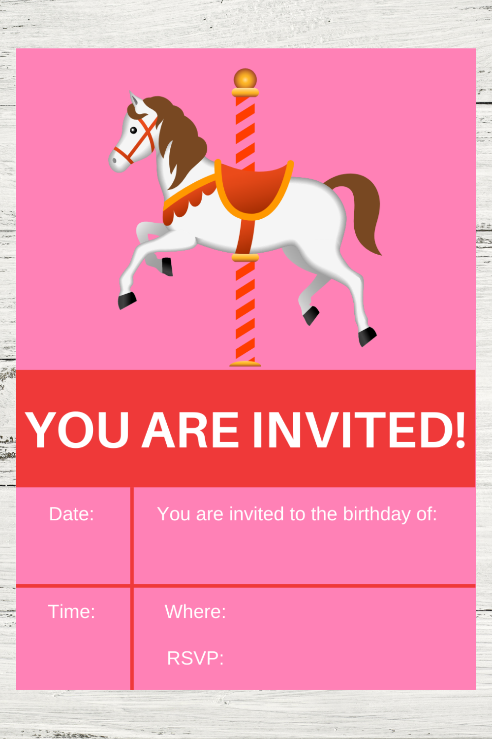 free printable carousel themed birthday party ideas