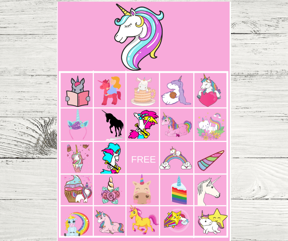 unicorn bingo free printable