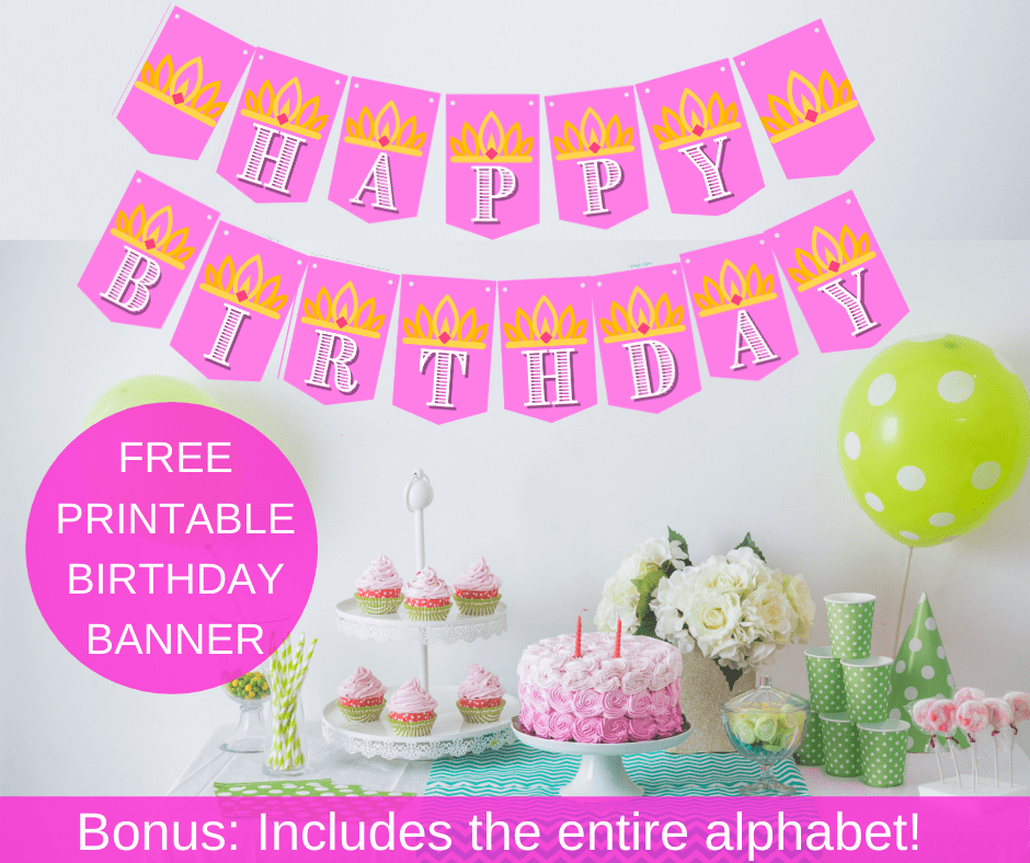 free printable princess birthday banner