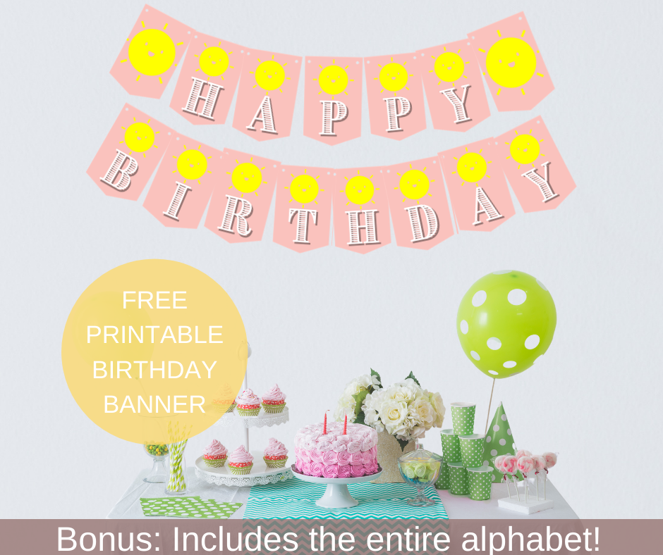 Sunshine theme happy birthday banner