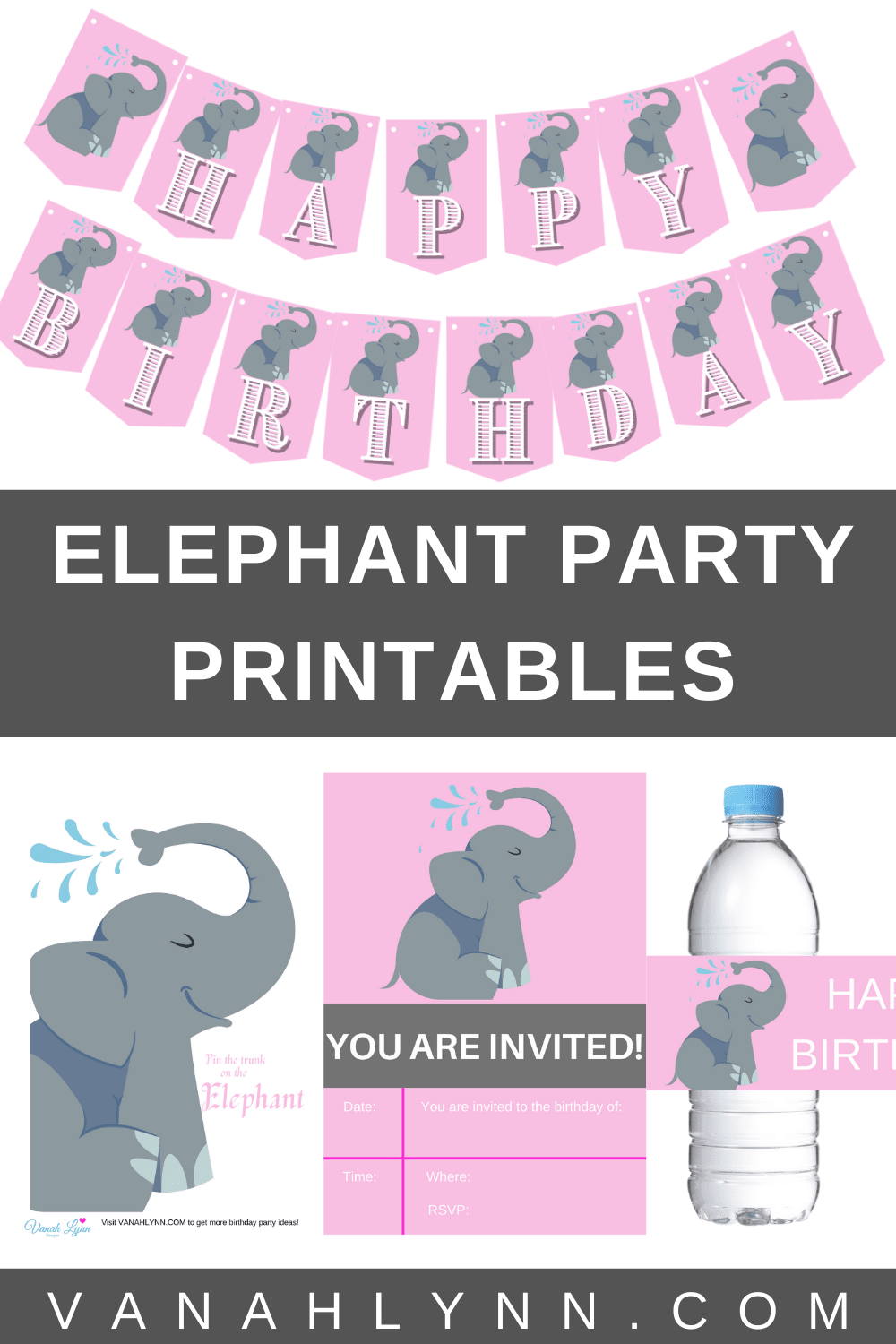happy birthday pink elephant kit