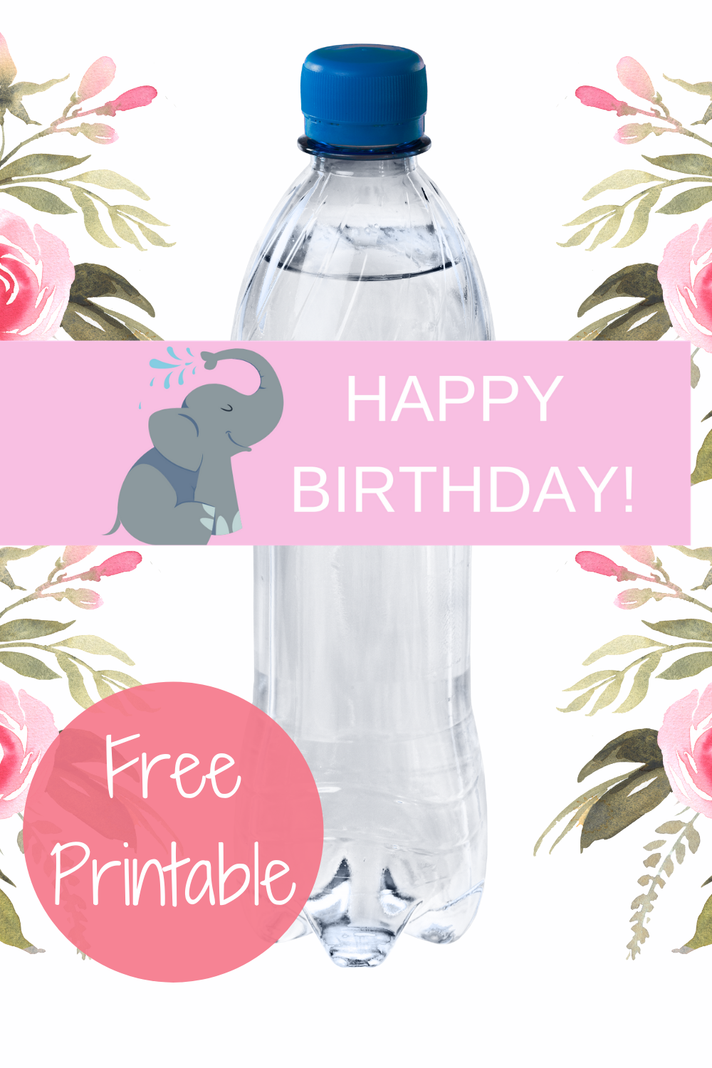elephant themed water bottle wrapper for kids birthday