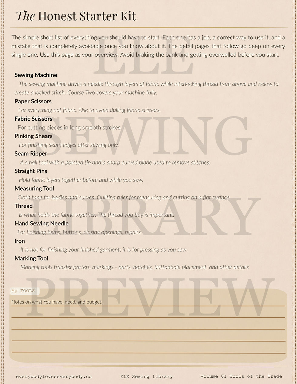 Thumbnail: Tools of the Trade: Sewing Reference Guide