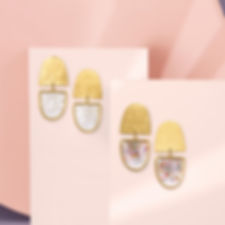 The Capsule Earrings~ Brass and Gem Confetti