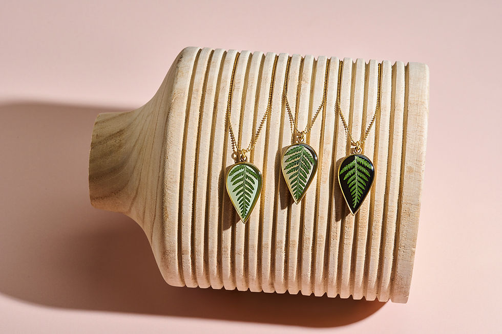 Thumbnail: The Belle Necklace, Black Enamel Pressed Fern
