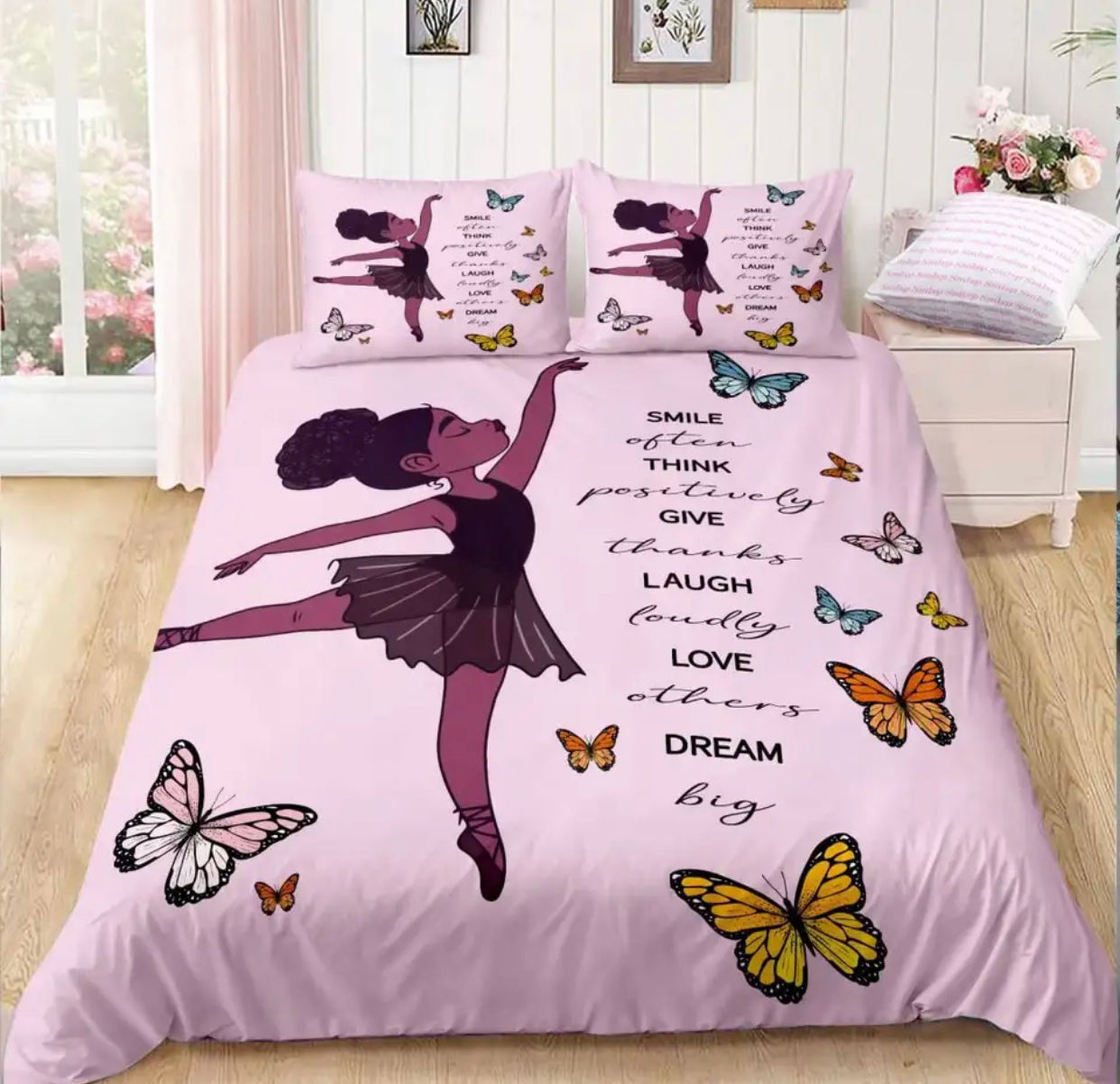“Smile Often” Girls Bedding Set 