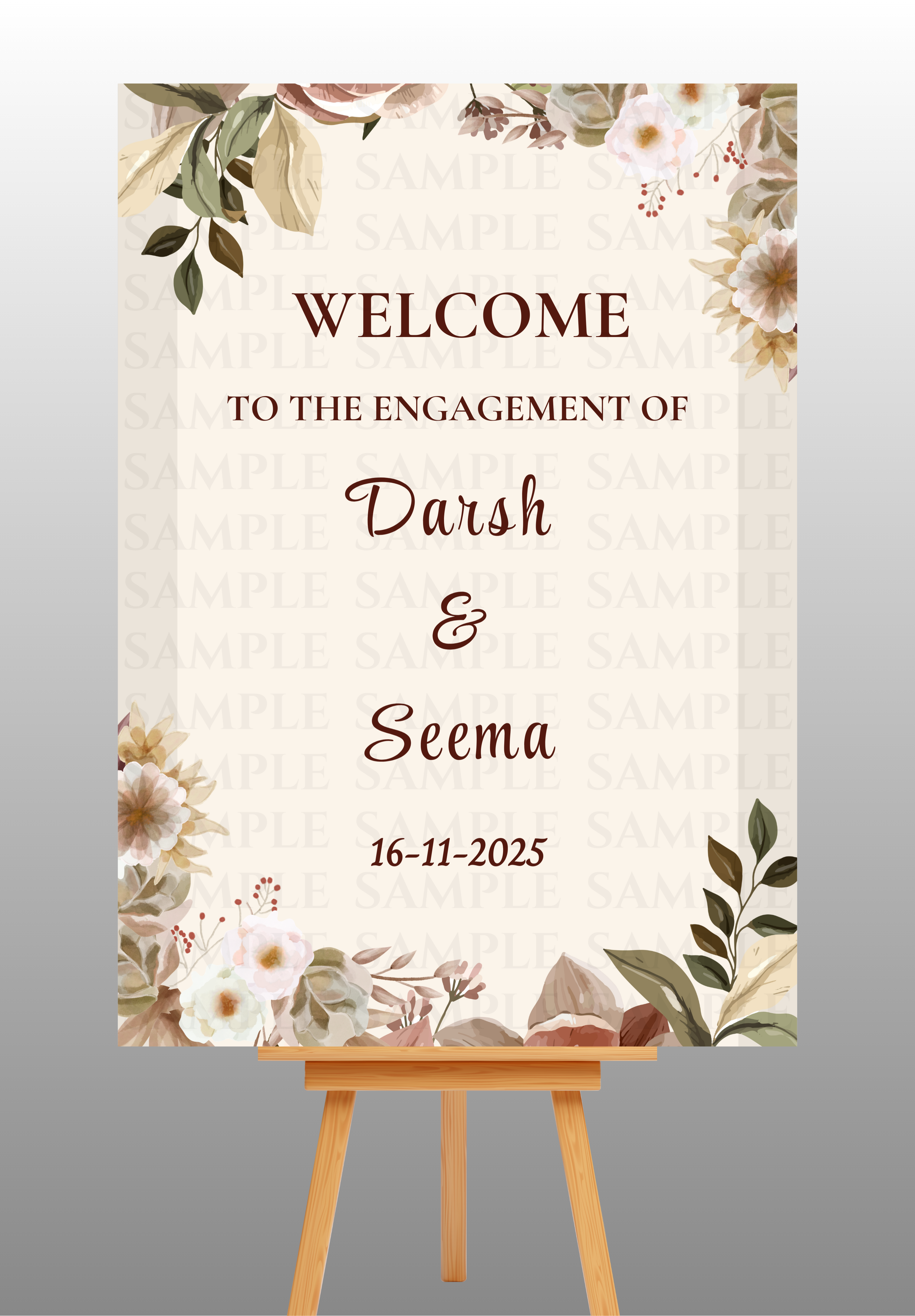 Elegant Floral Engagement Welcome Board