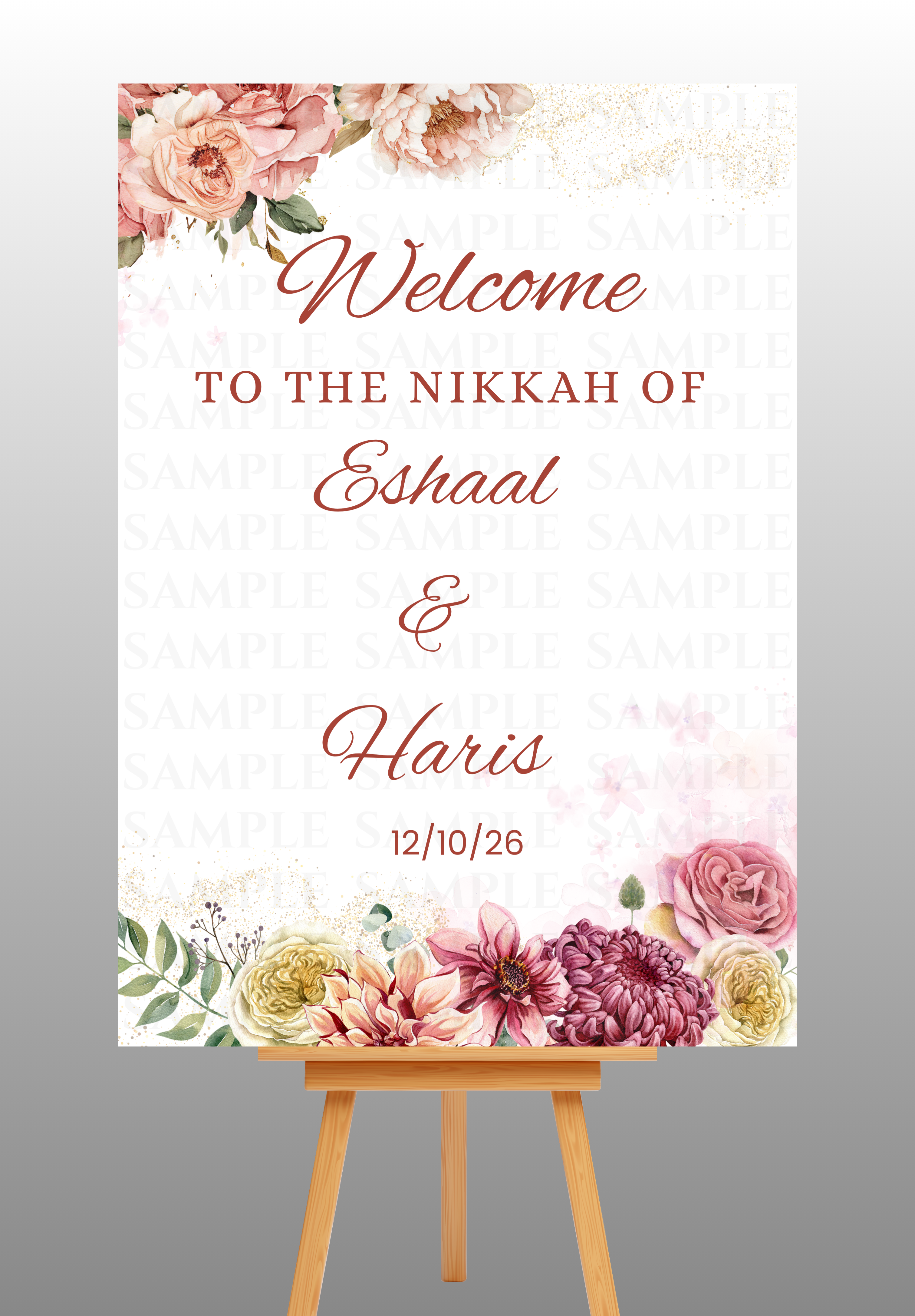 Elegant MultiFloral Nikkah Welcome Board