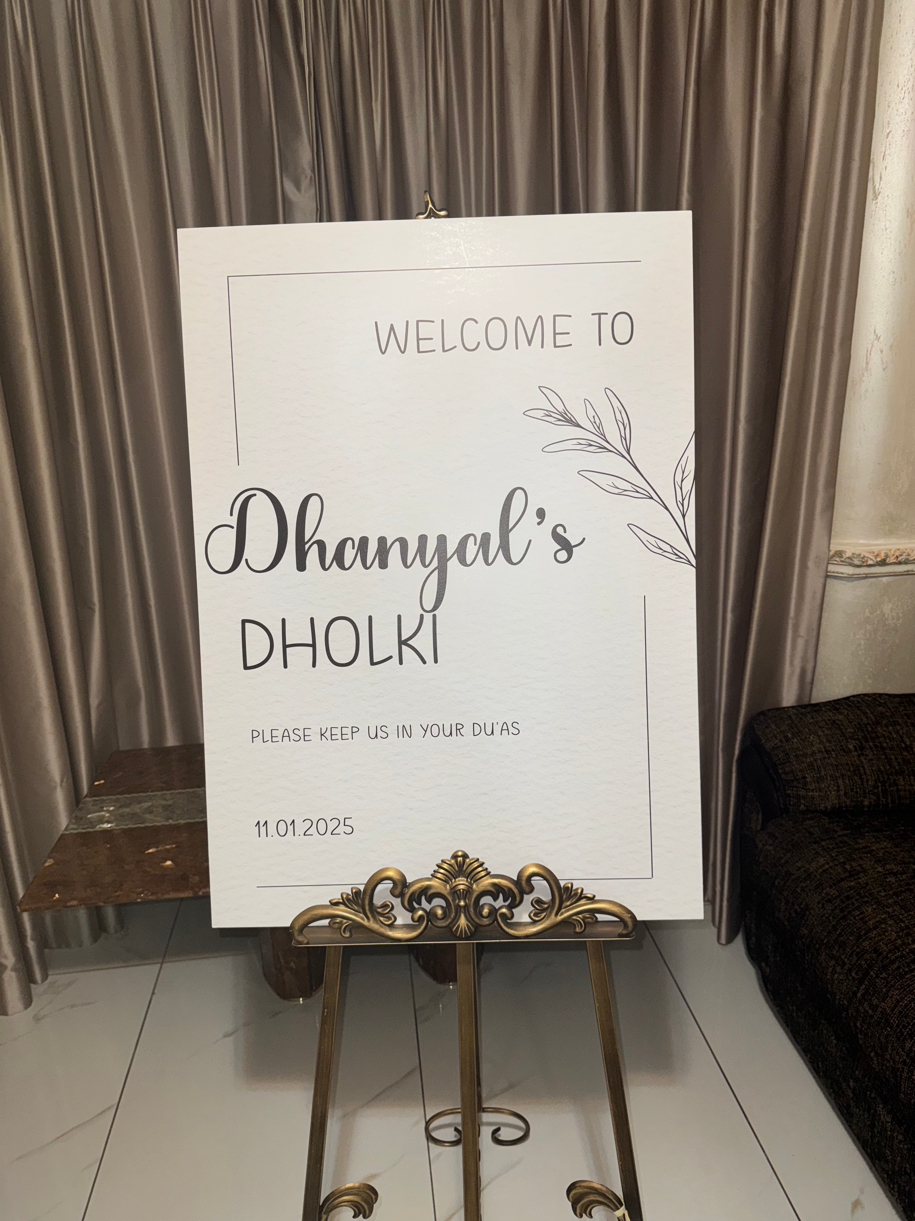 Simple White Dholki Welcome Board