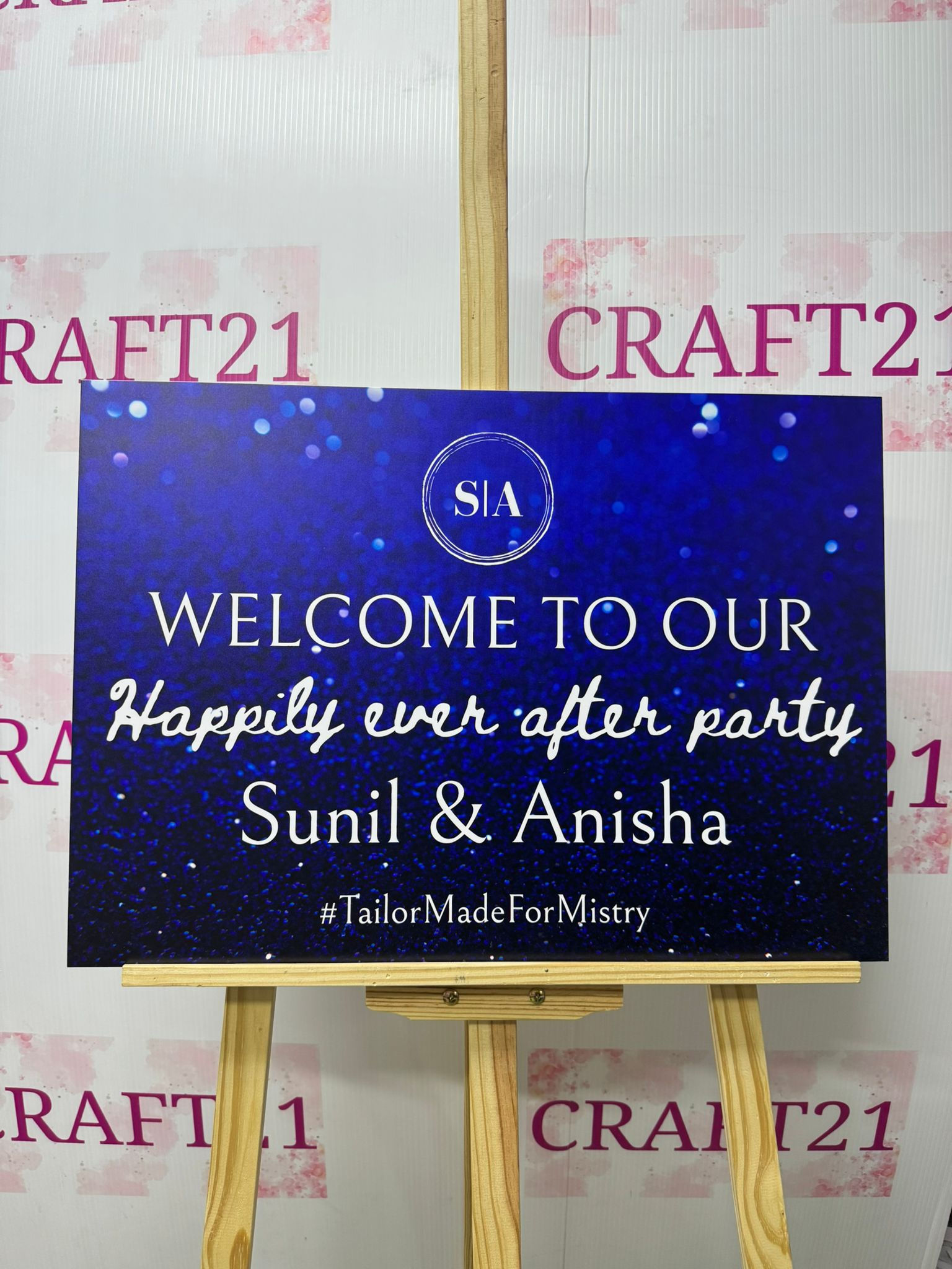 Blue Theme Happily Ever After Welcome Board