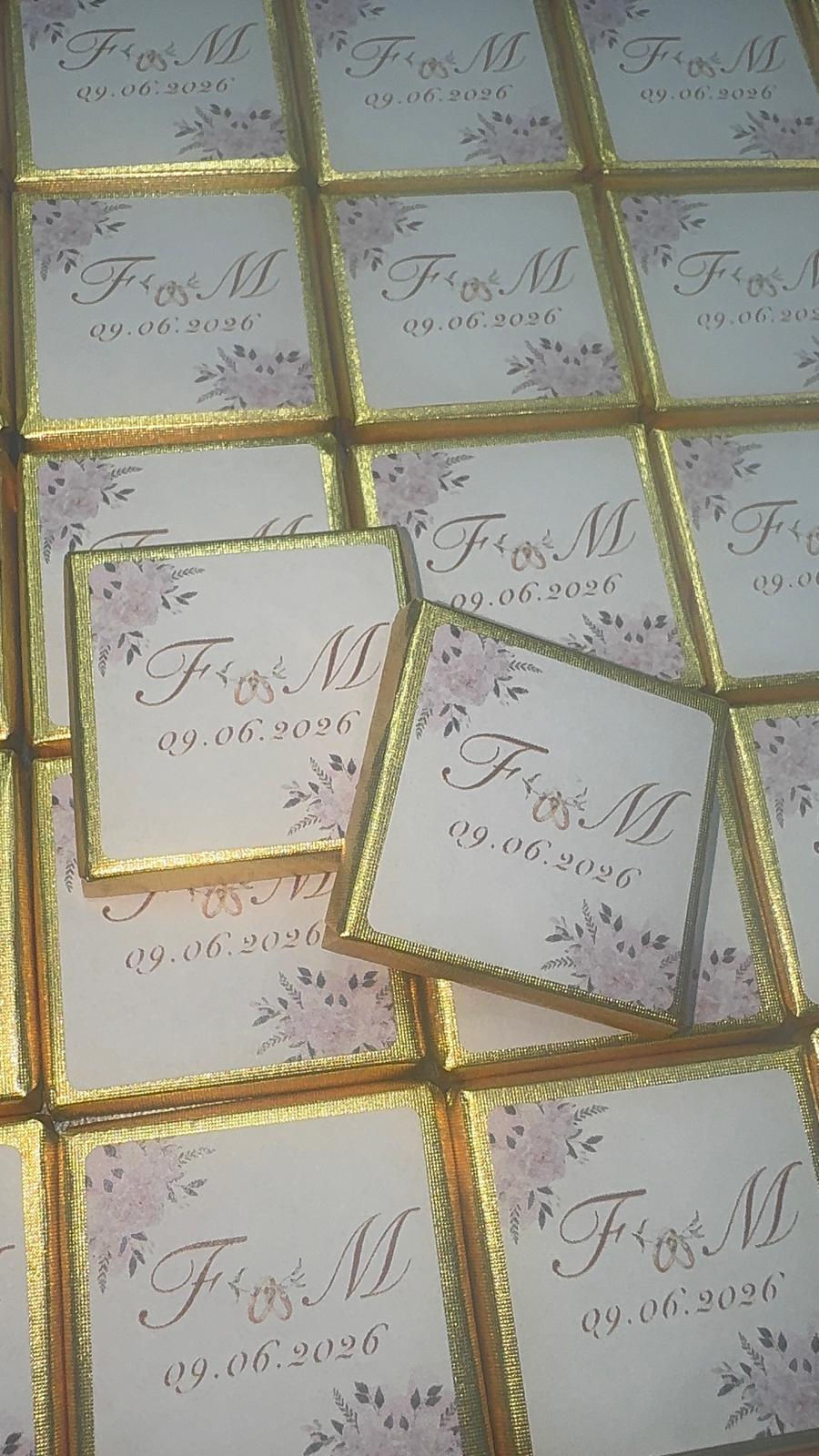 Floral Gold Square Choc Favours