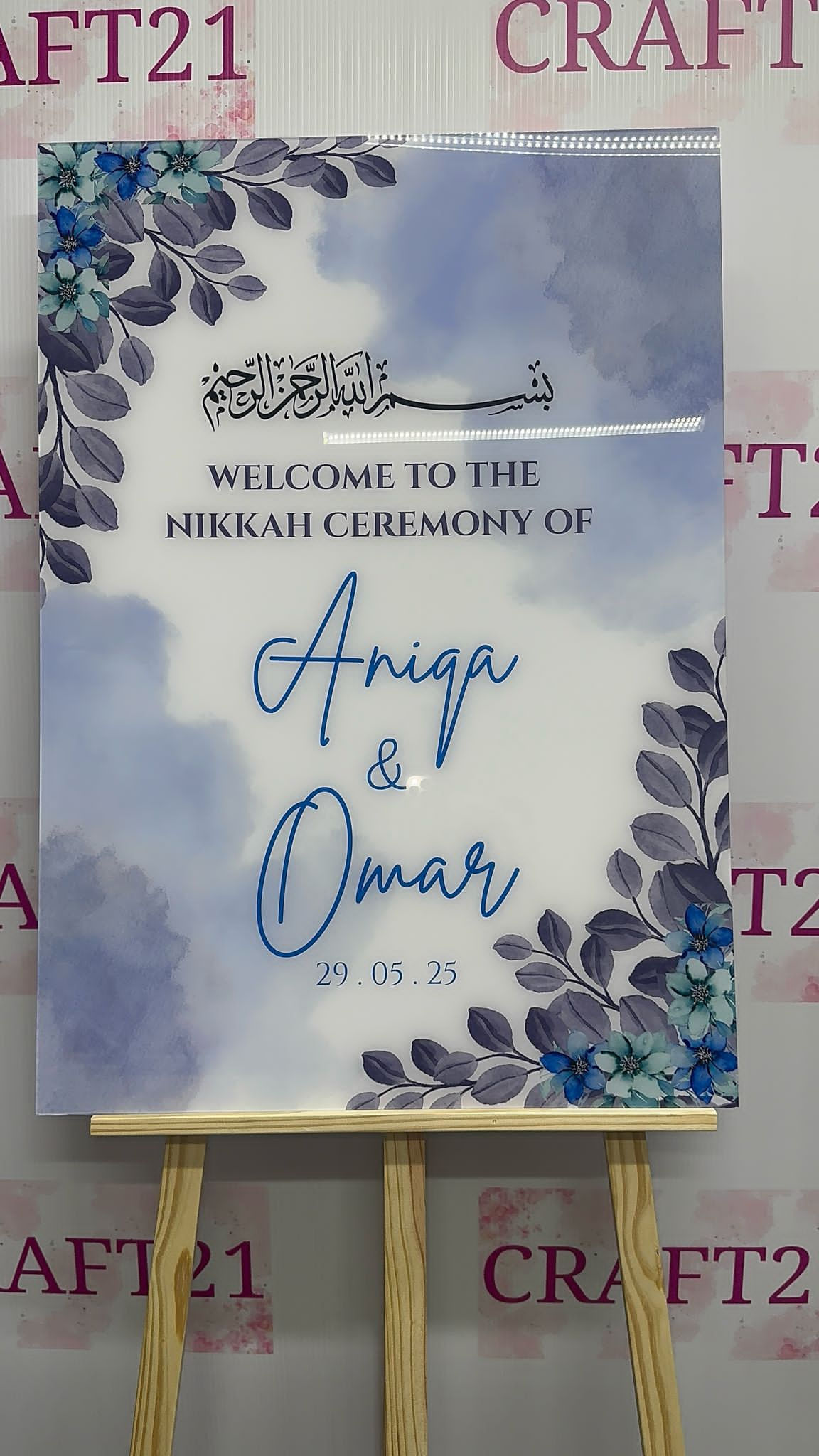 Dark Blue Elegant Nikkah Welcome Board