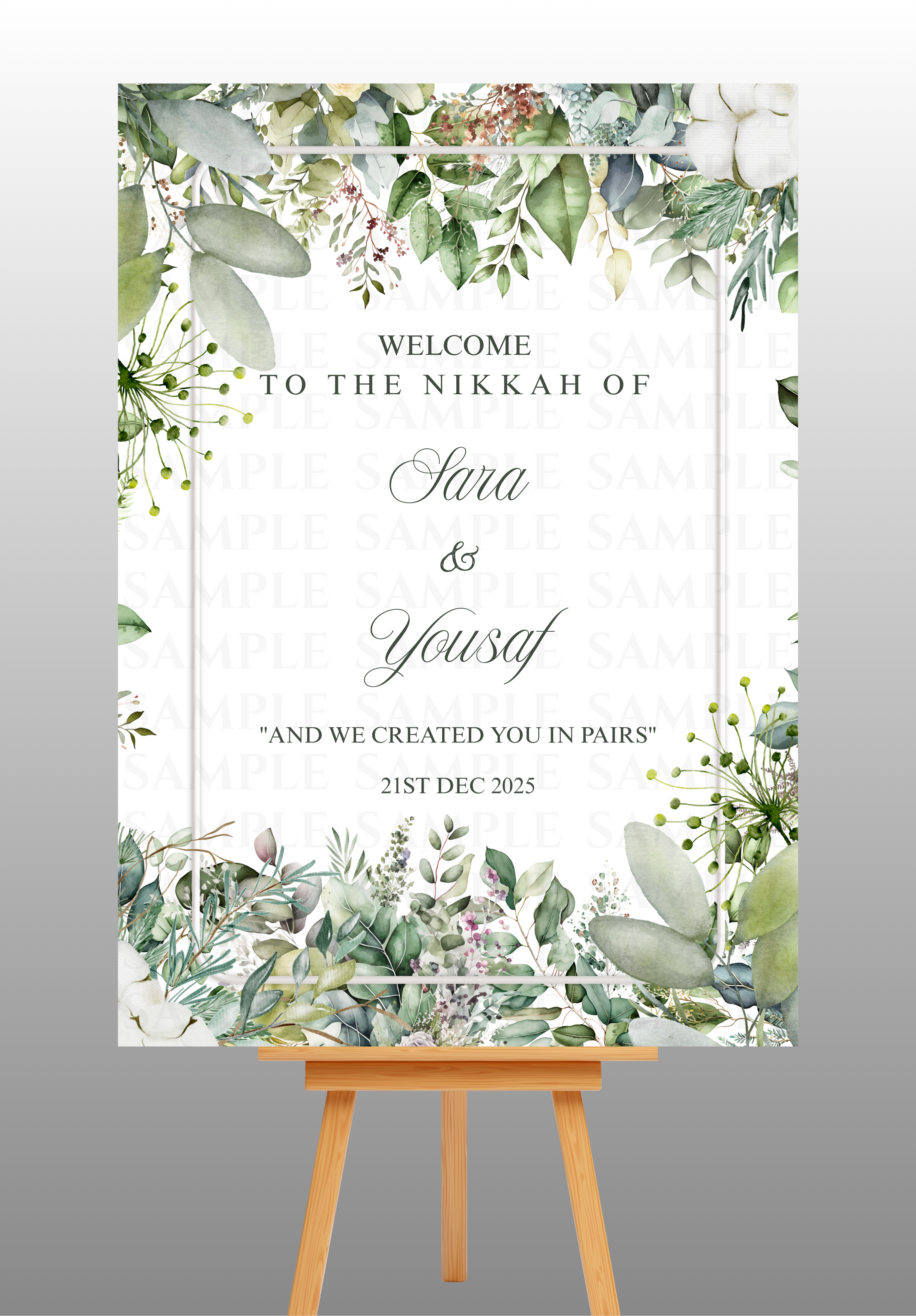 Green Theme Nikkah Welcome Board