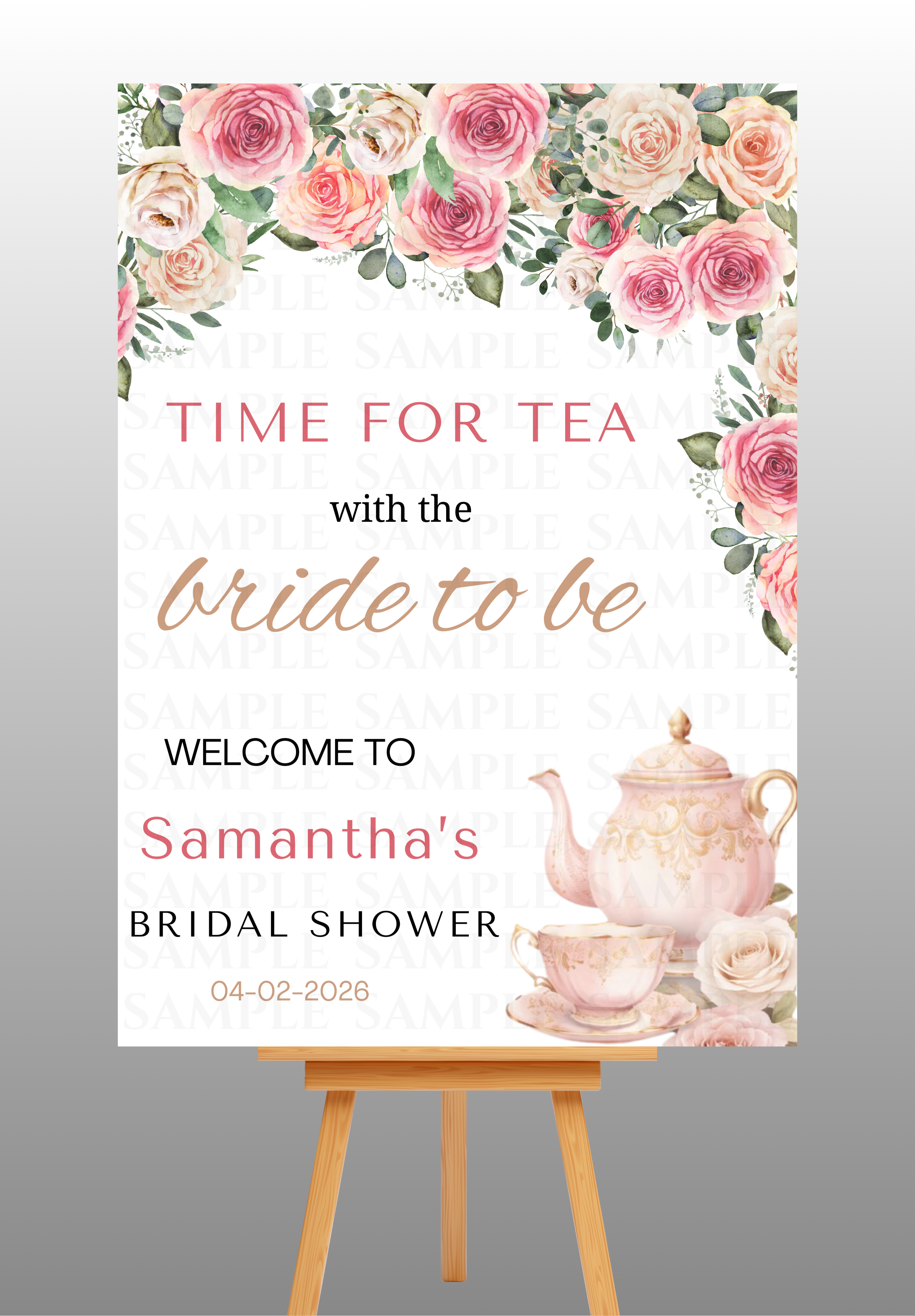 Light and Dark Pink Floral Bridal Shower Welcome Board
