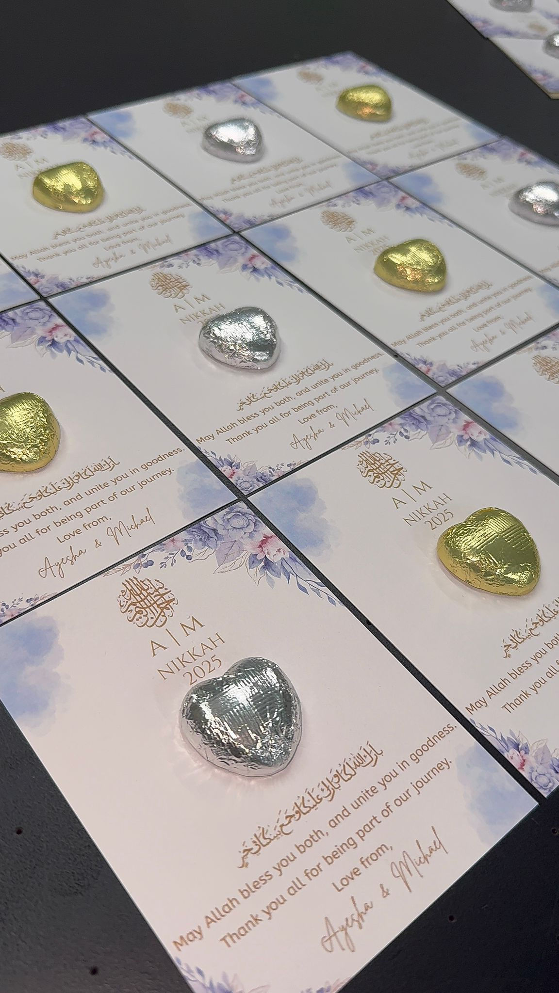 Light Blue Theme With Silver and Gold Chocolate Favours