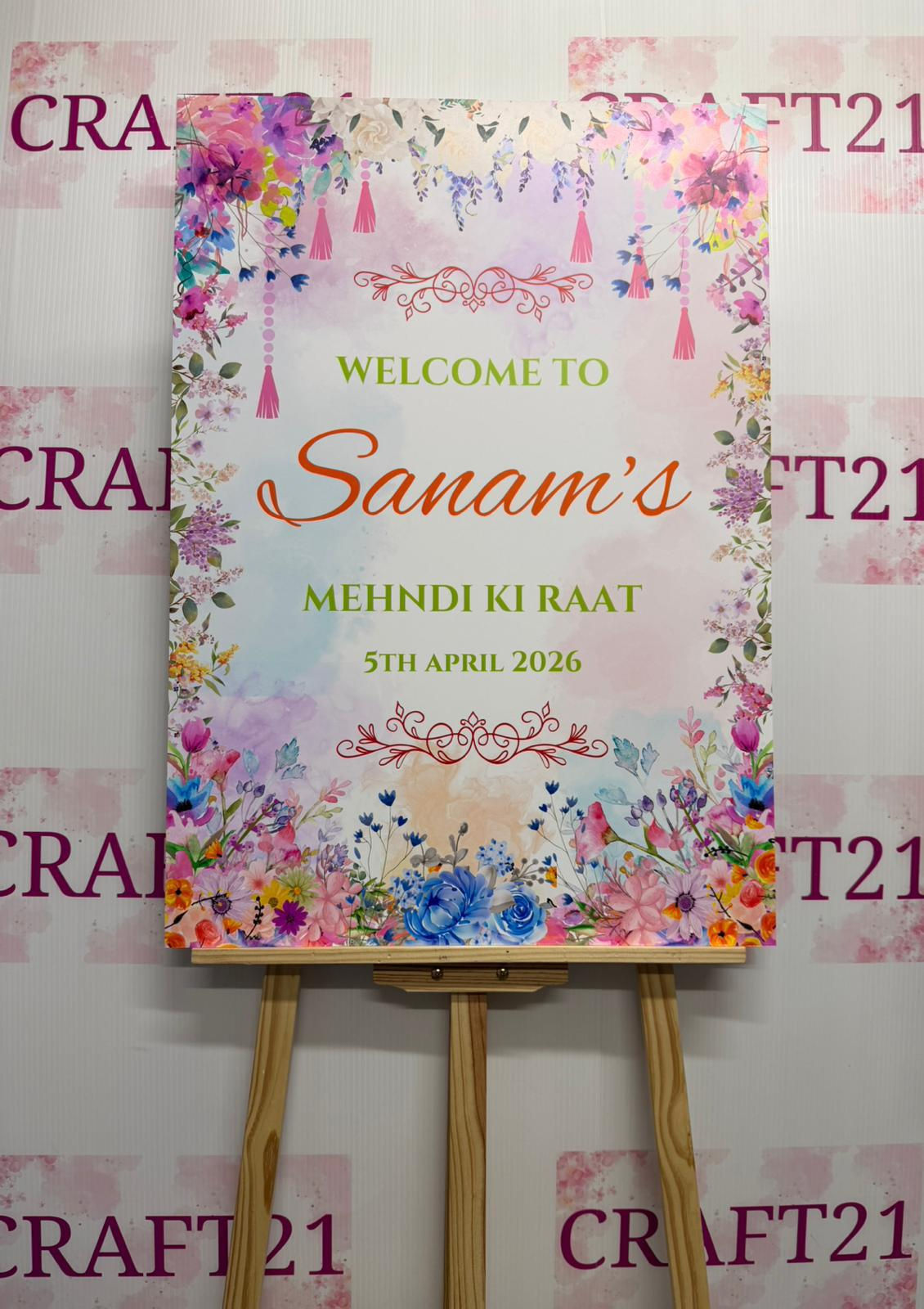 Multifloral Mehndi Welcome Board
