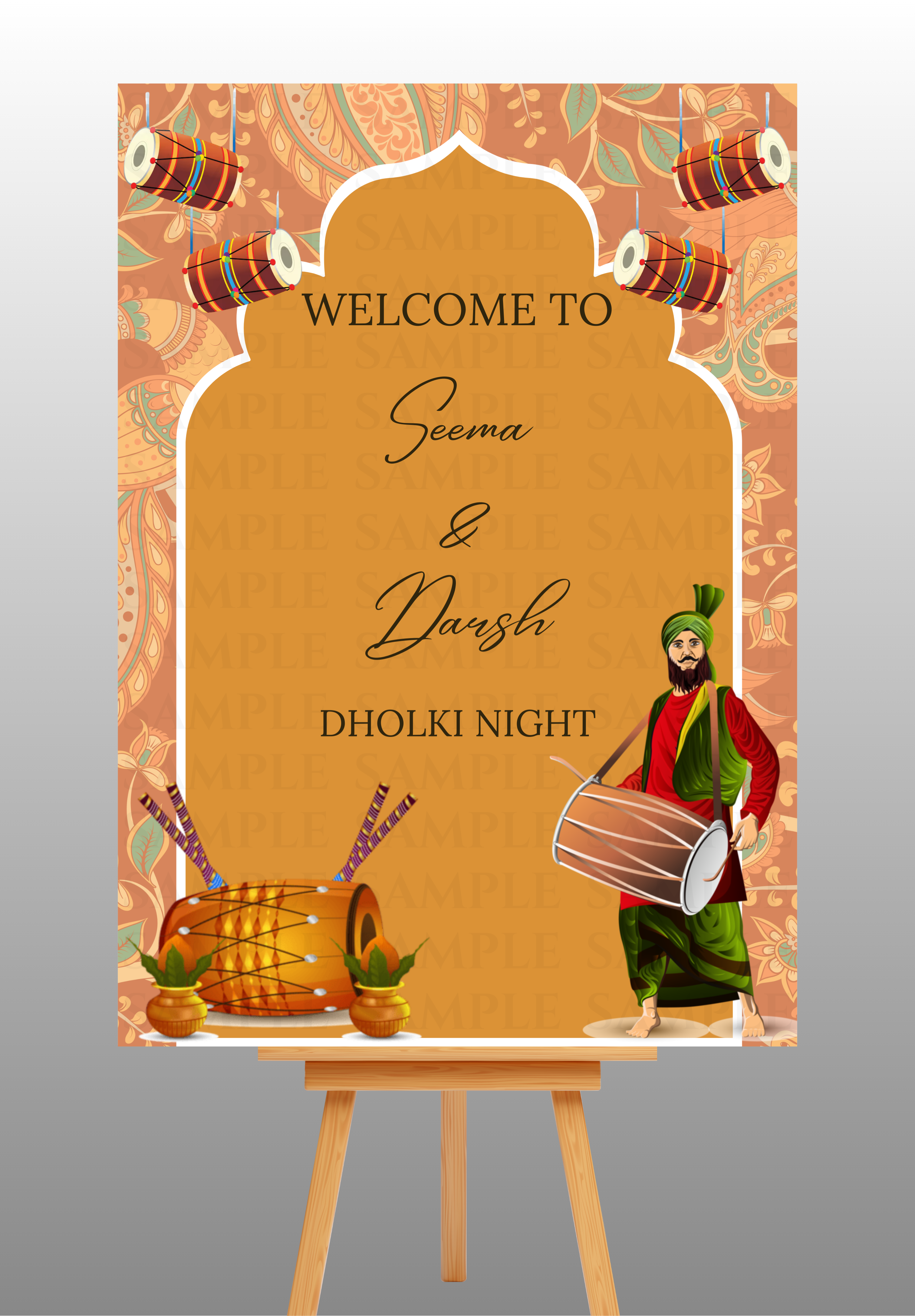 Light Brown Dholki Welcome Board