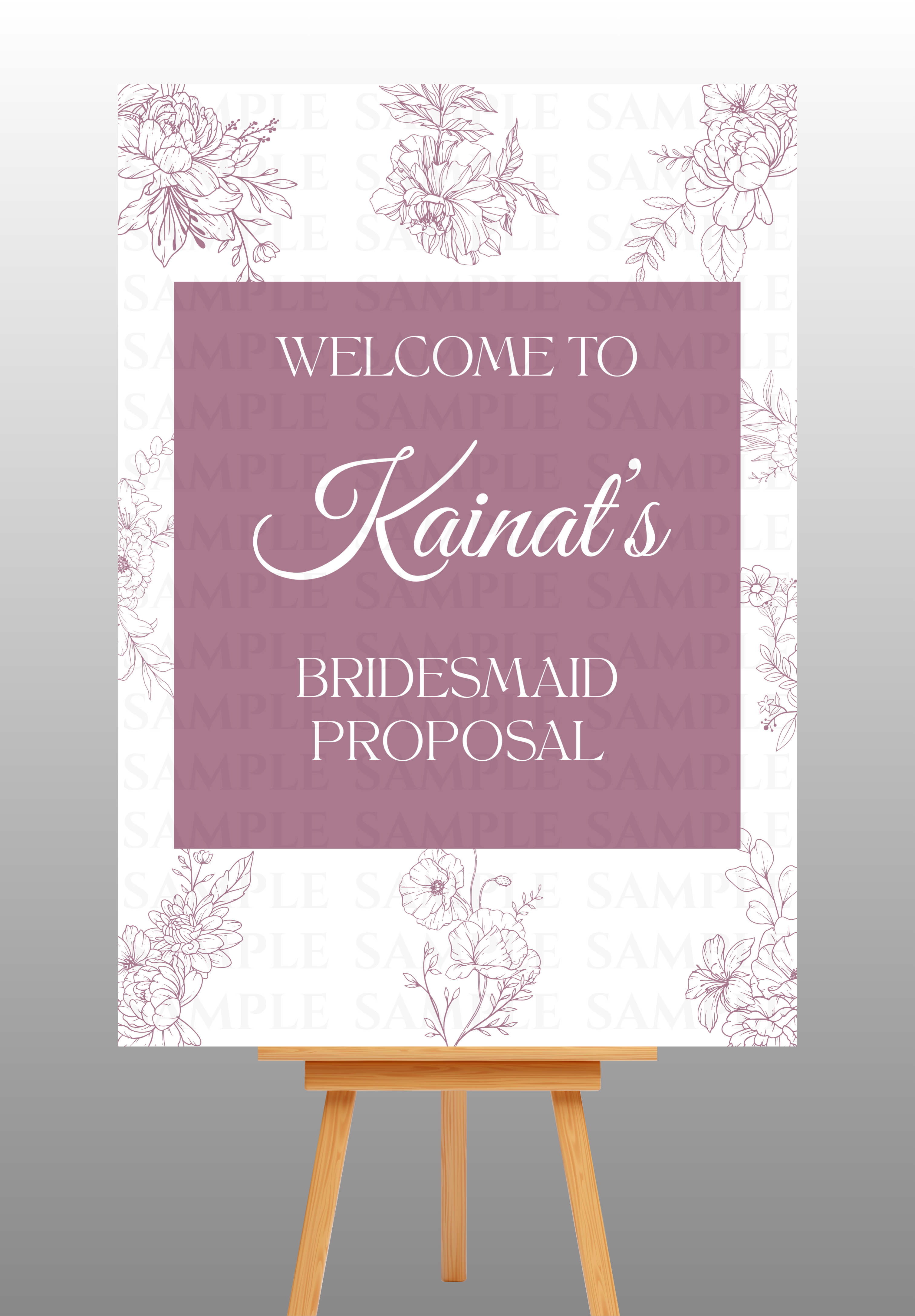 Light Purple Floral Outline Bridesmaid proposal board