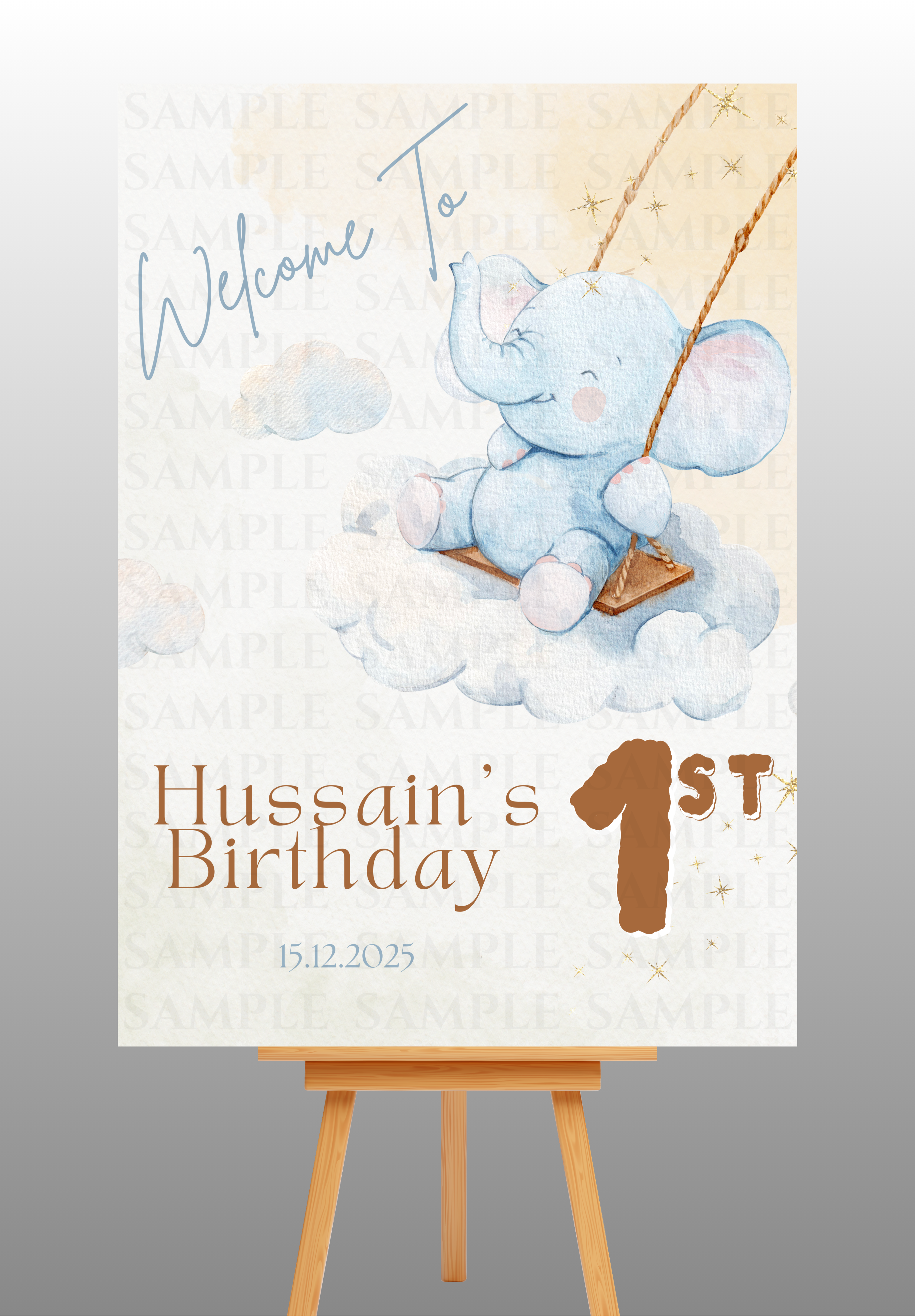 Elegant Elephant Theme Birthday Welcome Board