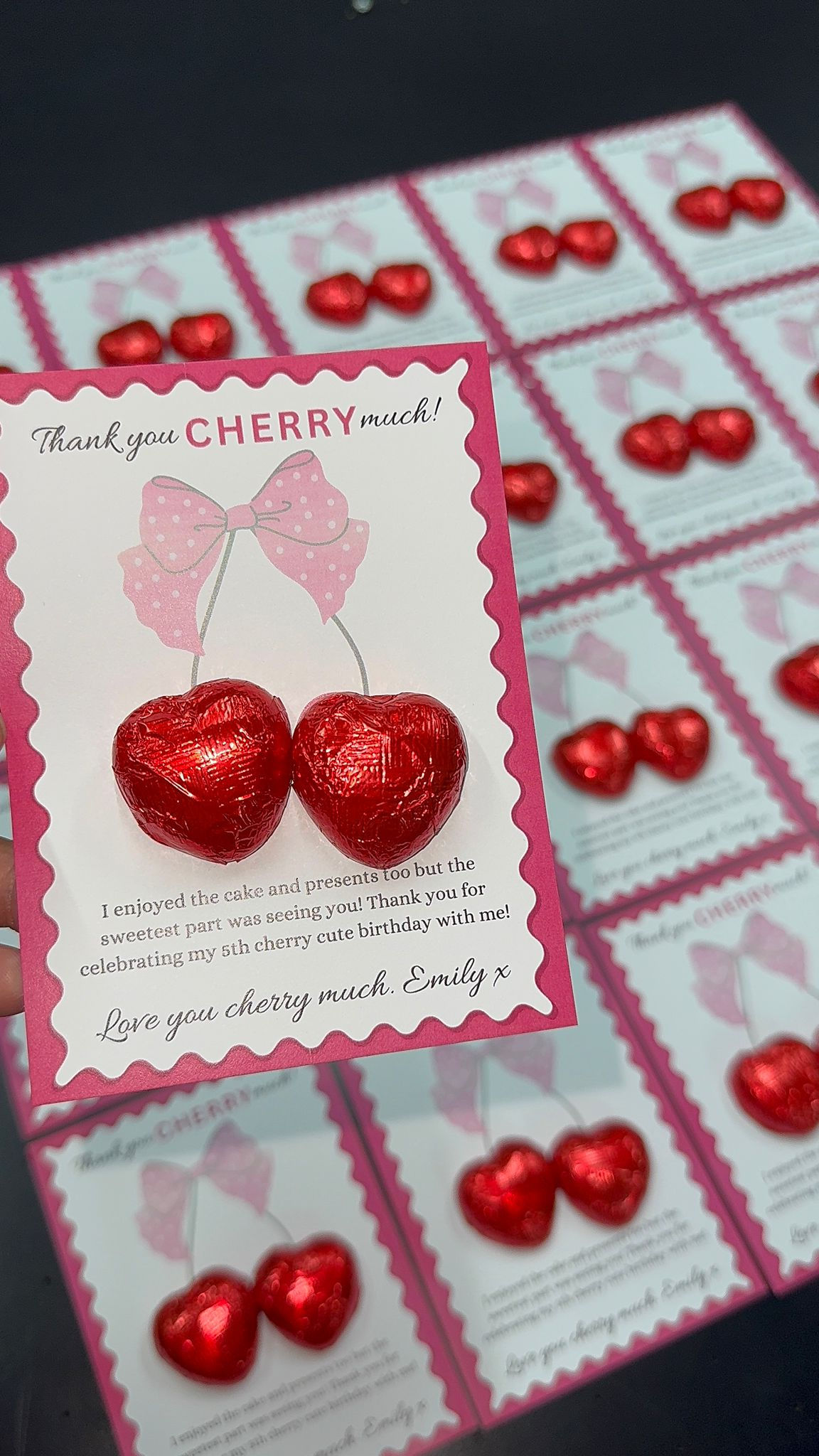 Elegant Cherry Theme Red Heart Chocolate Favours