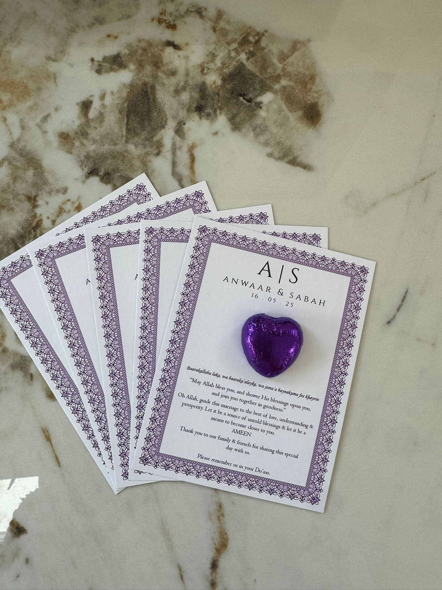 Purple design chocolate favours