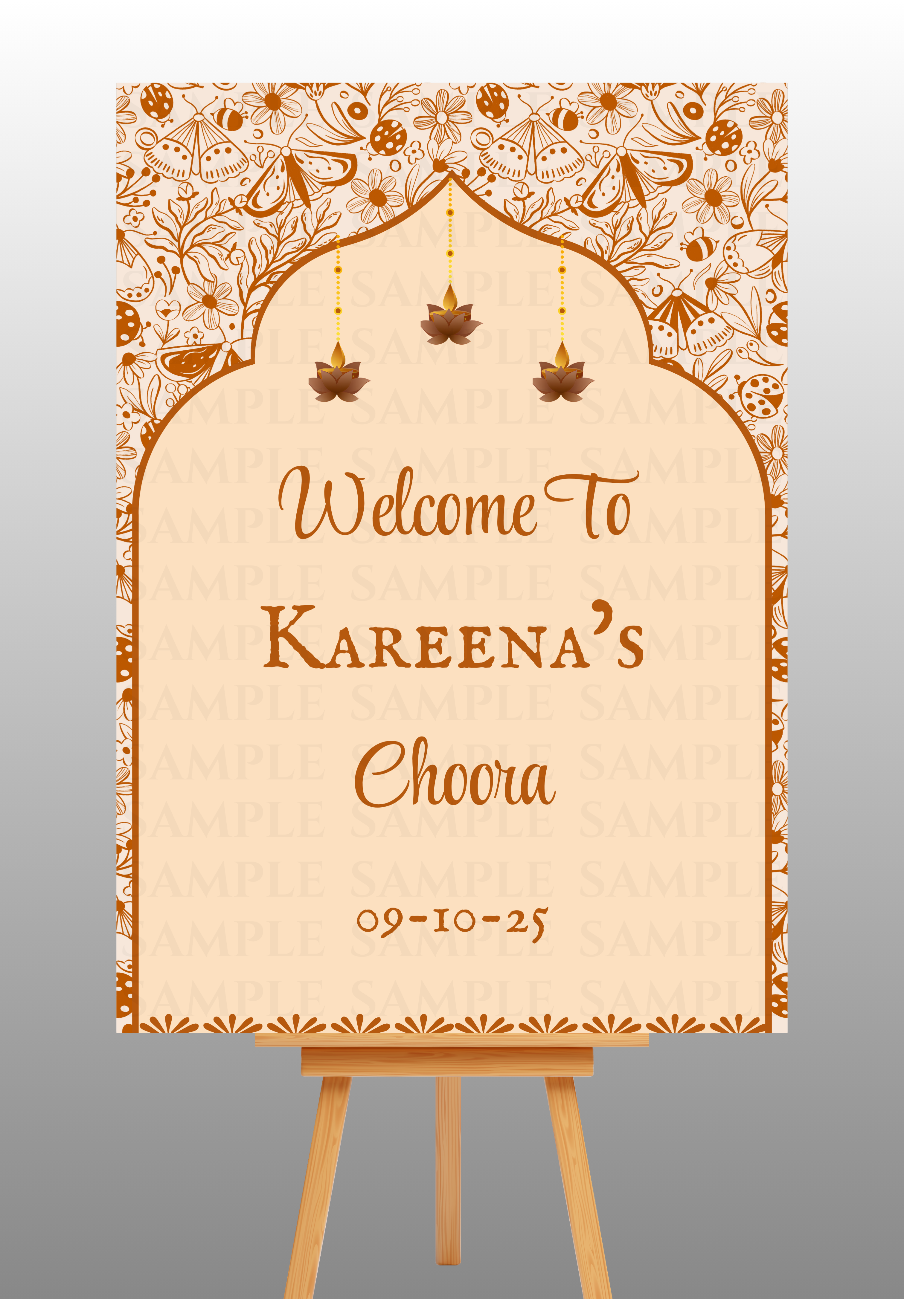 Elegant Patterned Design Choora Ceremony Welcome Board