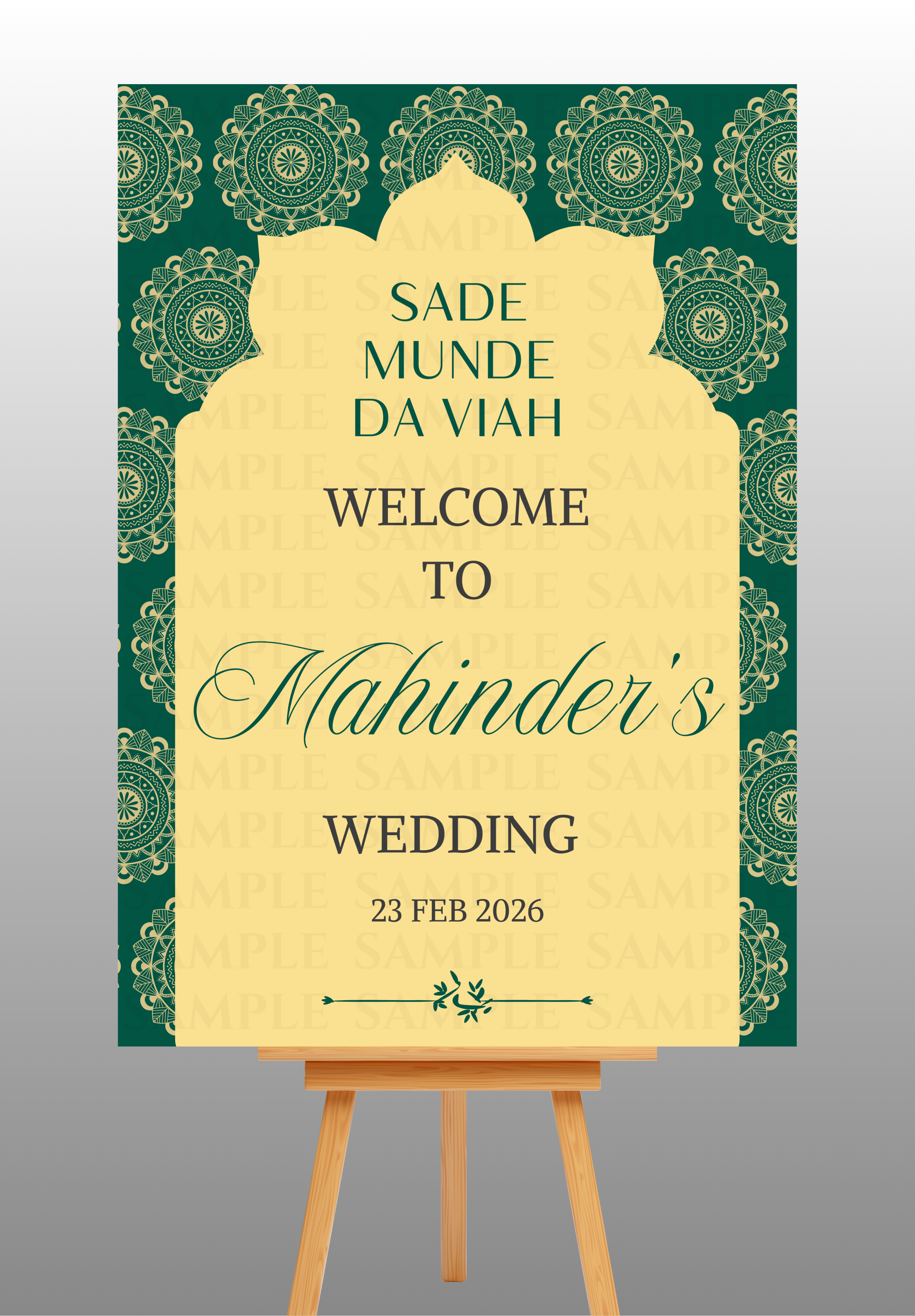 Green and Yellow Wedding Welcome Board