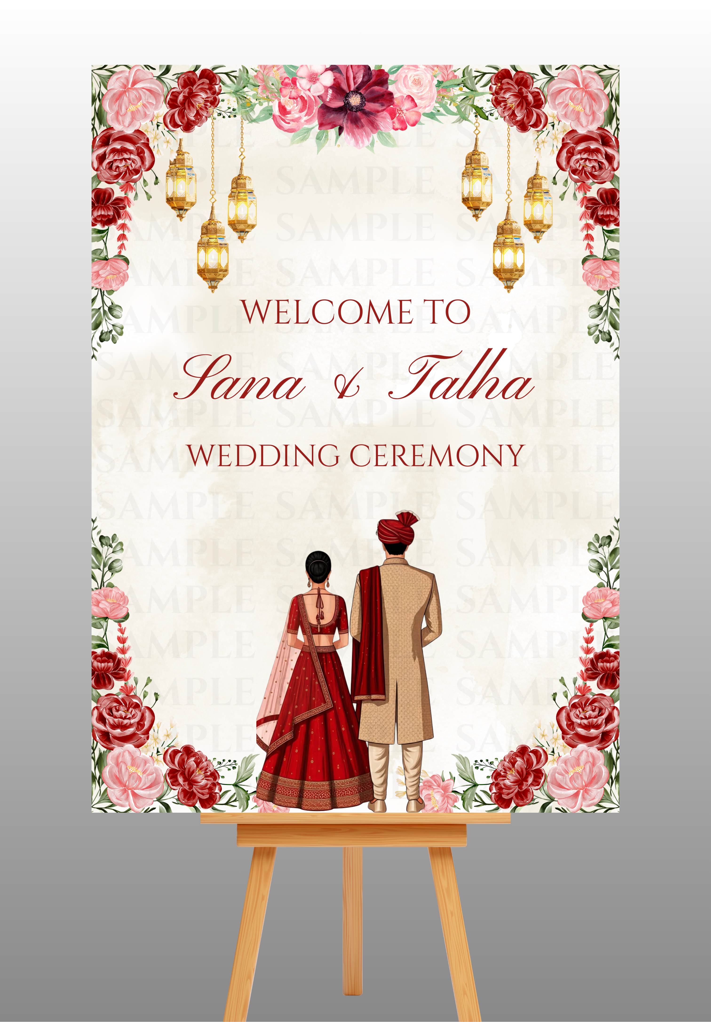 Pink and Red Wedding Welcome Board