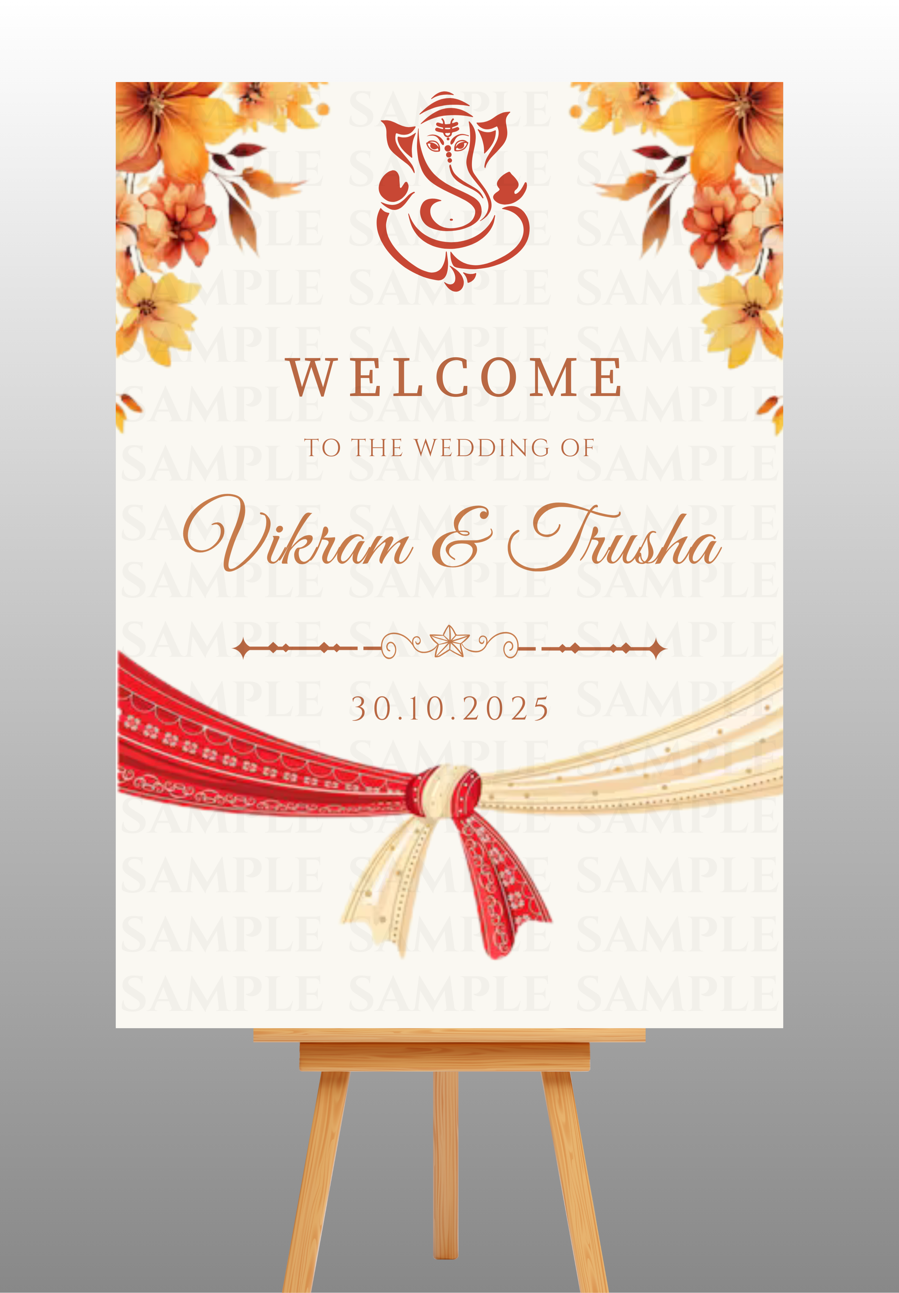 Beautiful Hindu Wedding Welcome Board