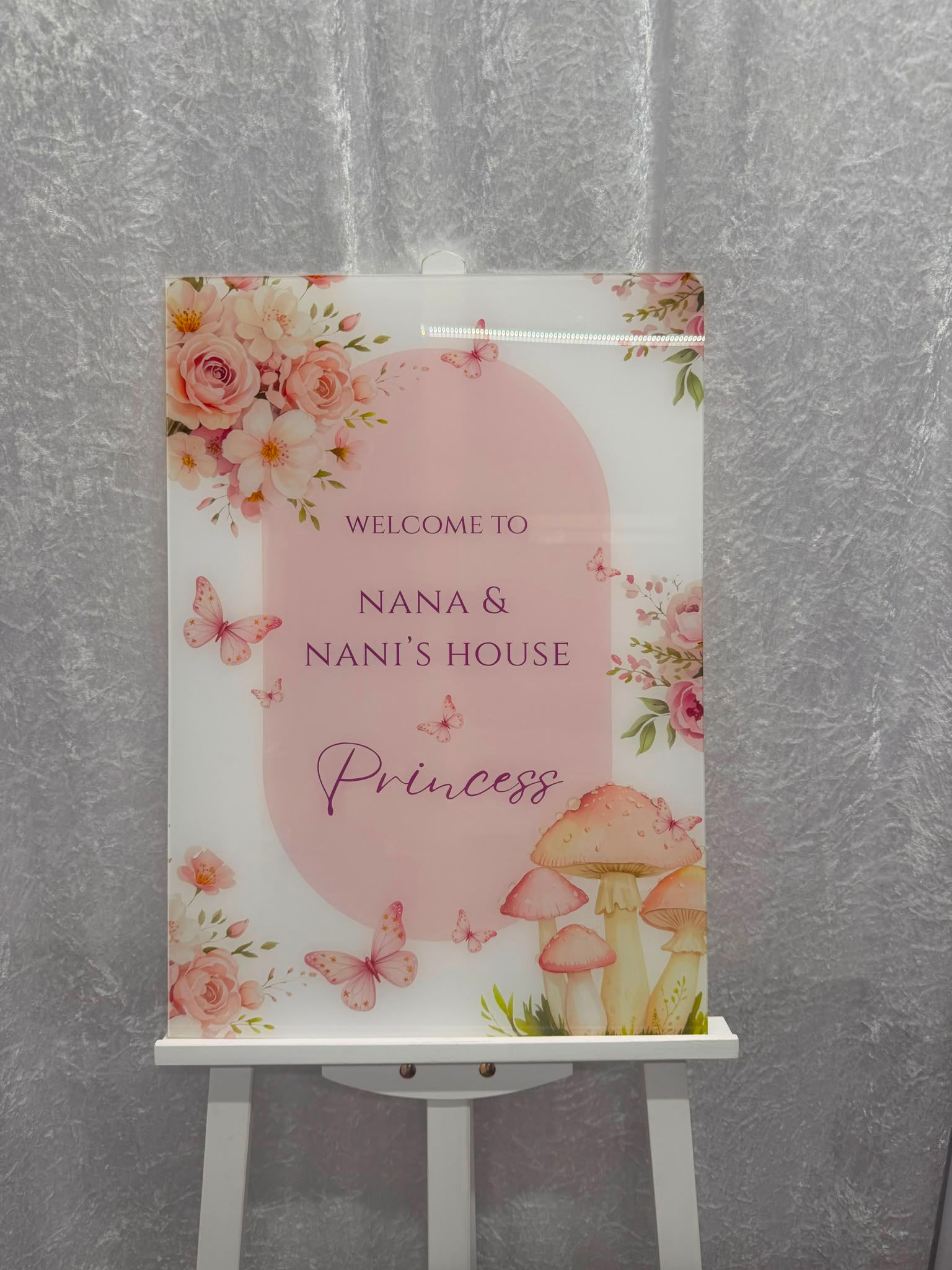 Elegant Pink Theme Acrylic Welcome Home Board
