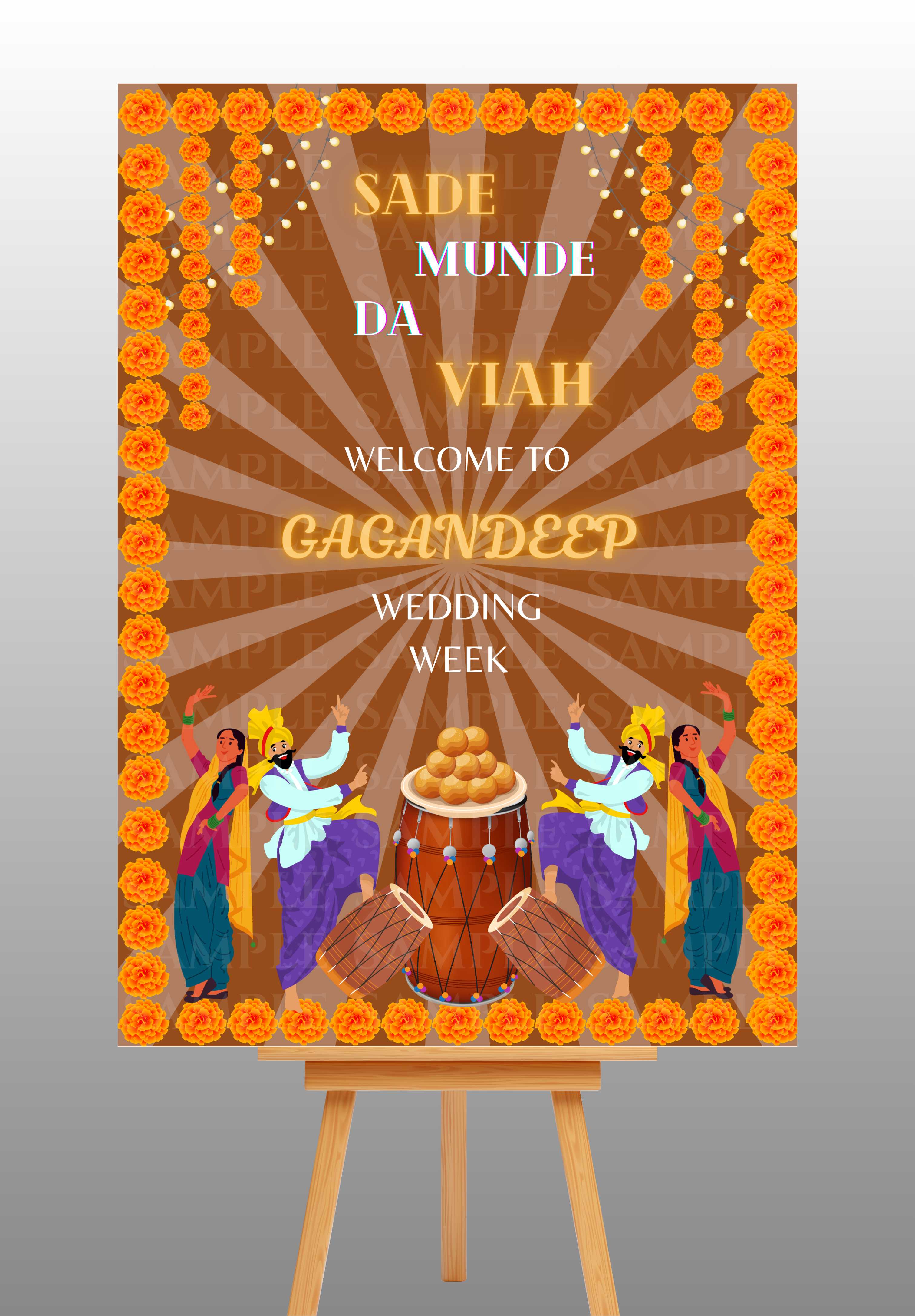 Sade Munde Da Viah Wedding Welcome Board