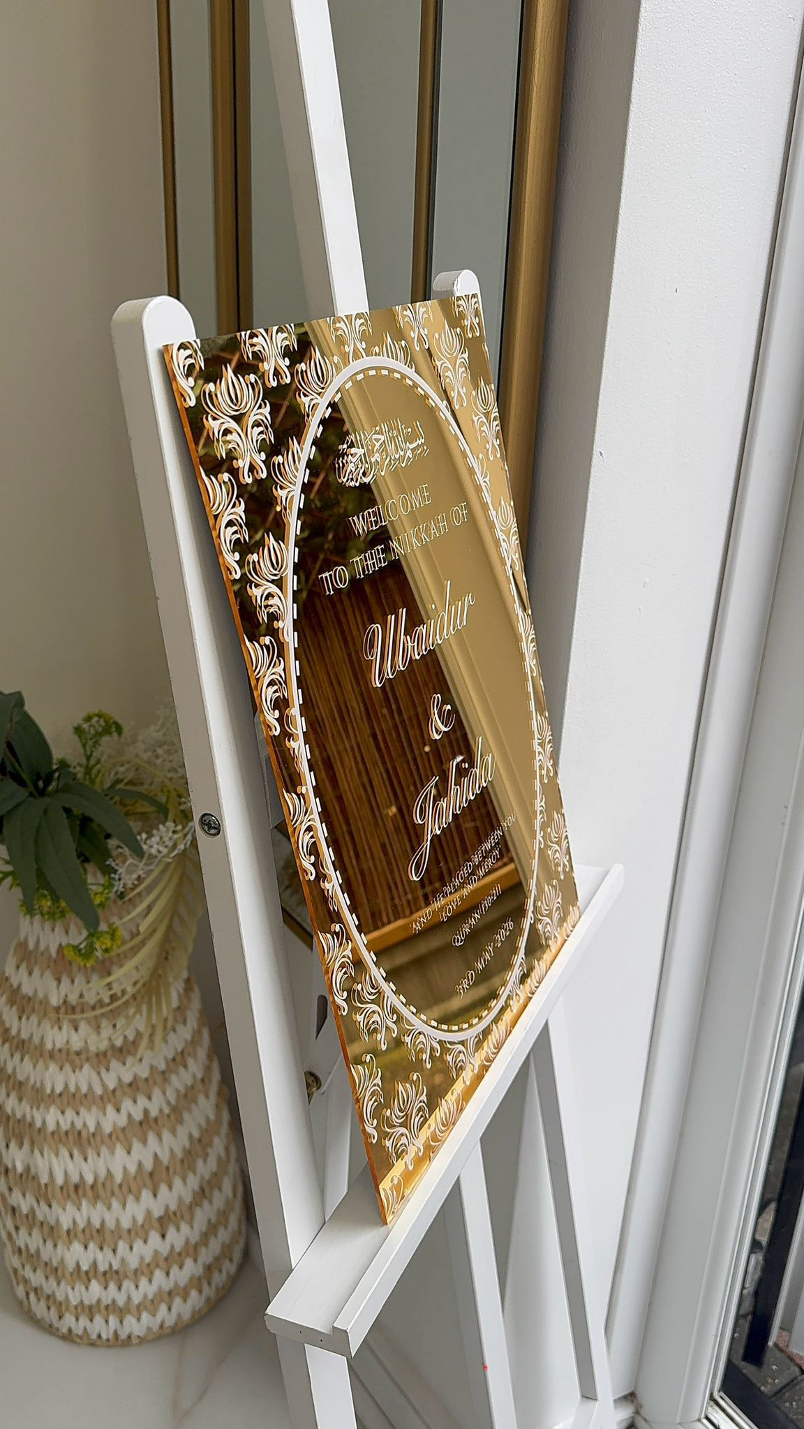 Gold Acrylic Mirror Nikkah Welcome Board