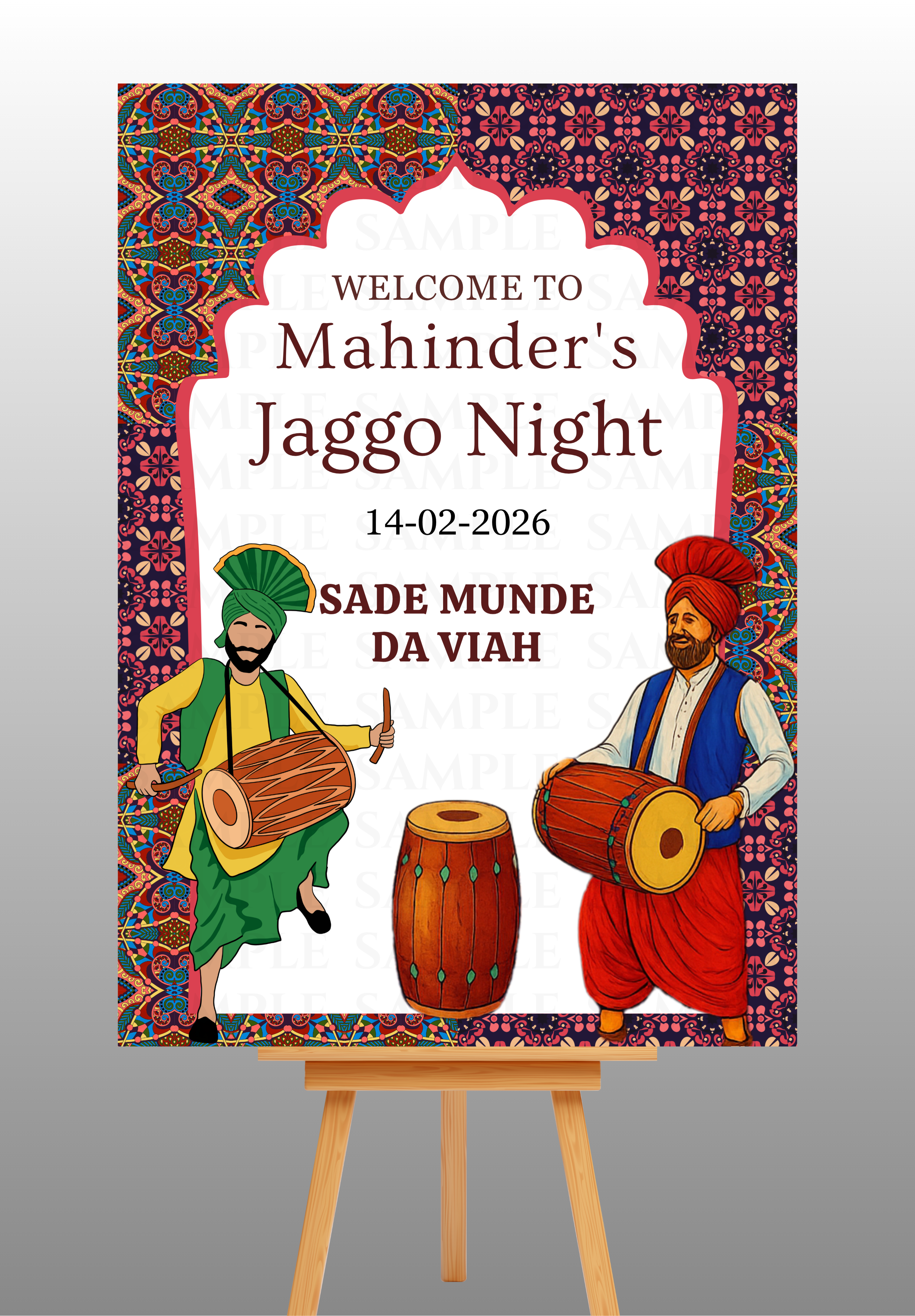 Elegant Pattern Background Jaggo Party Welcome Board