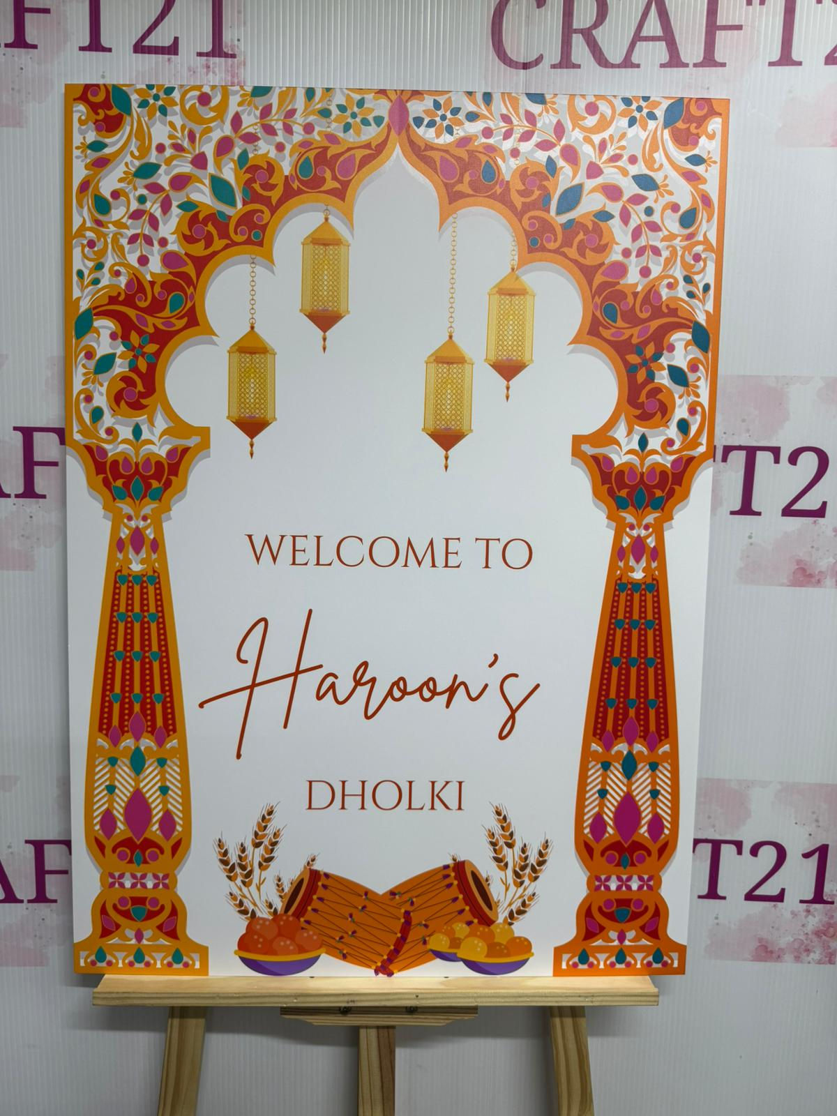 Elegant Arch Frame Dholki Welcome Board