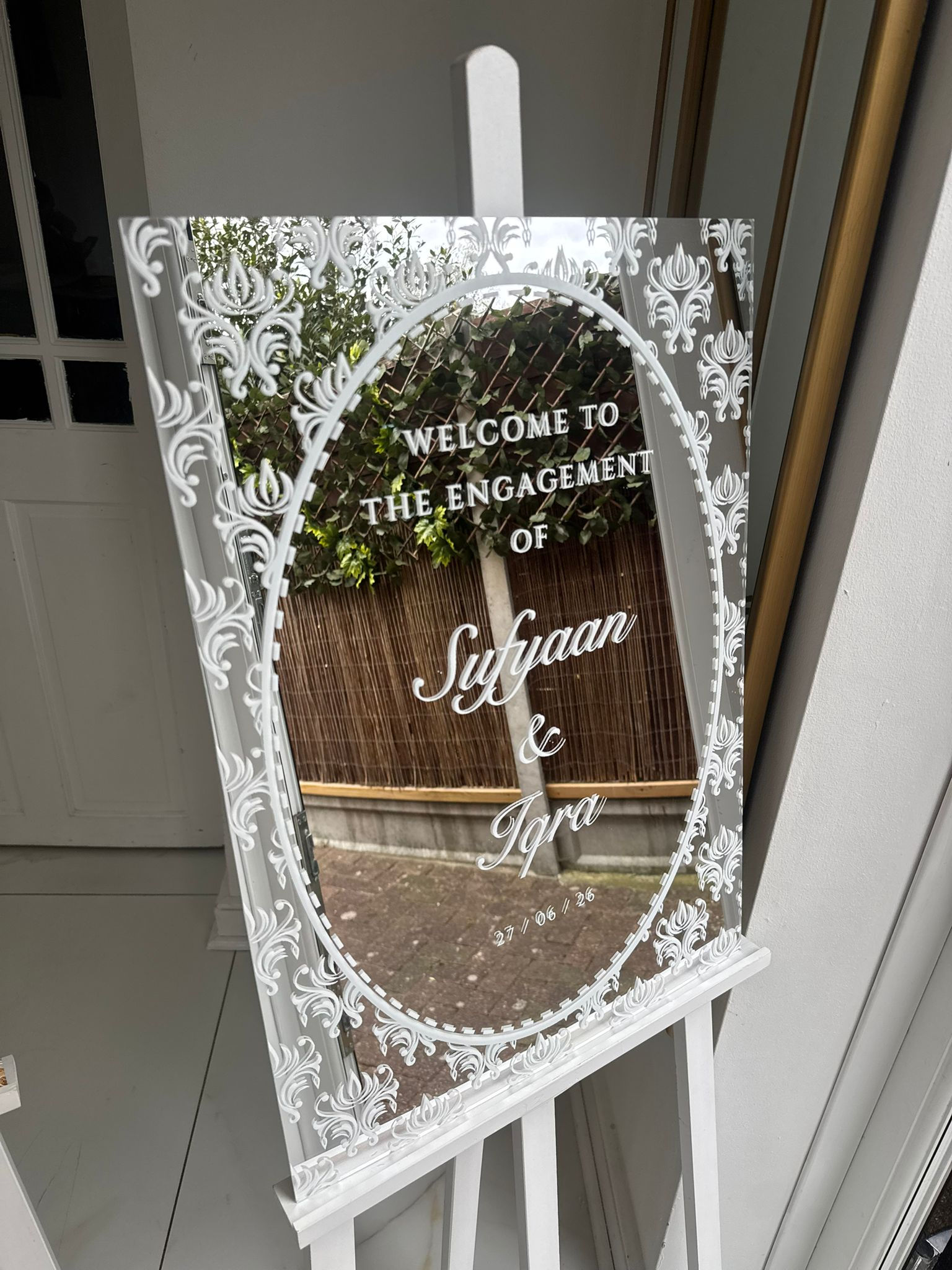 Silver Acrylic Mirror Wedding Welcome Board
