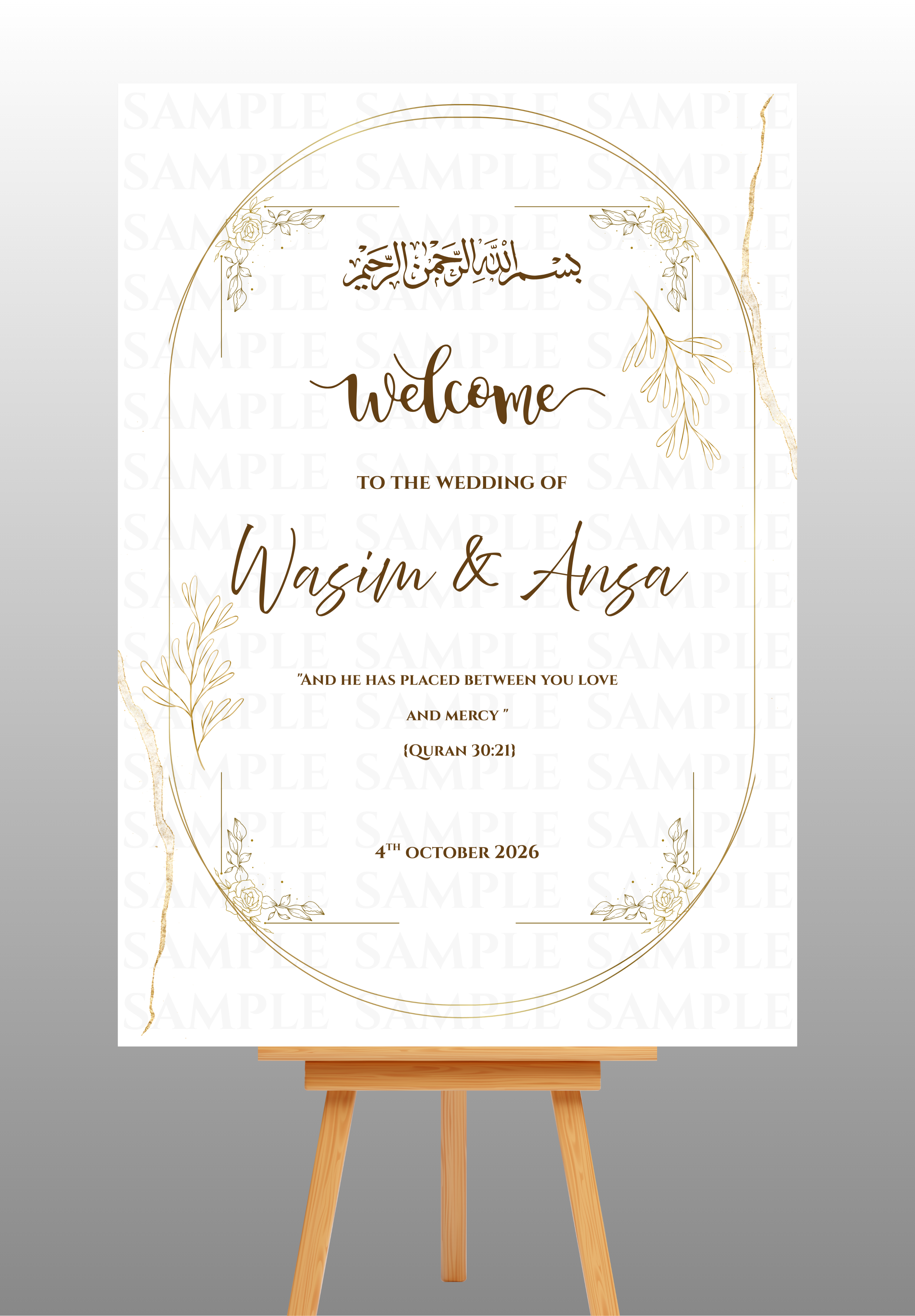 Gold Vintage Border Wedding Welcome Board