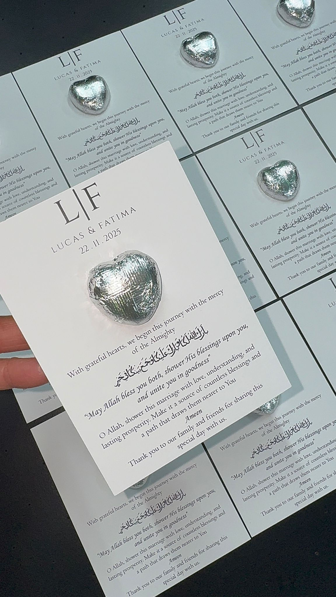 Simple White and Silver Chocolate Favours