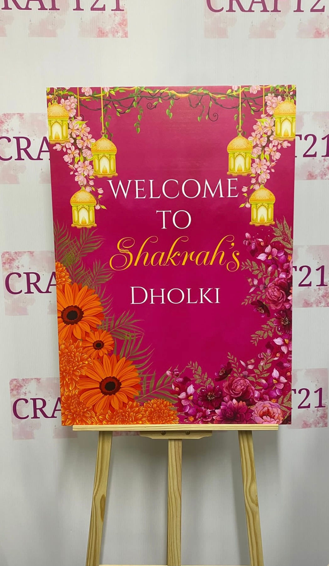 Red Floral Dholki Welcome Board