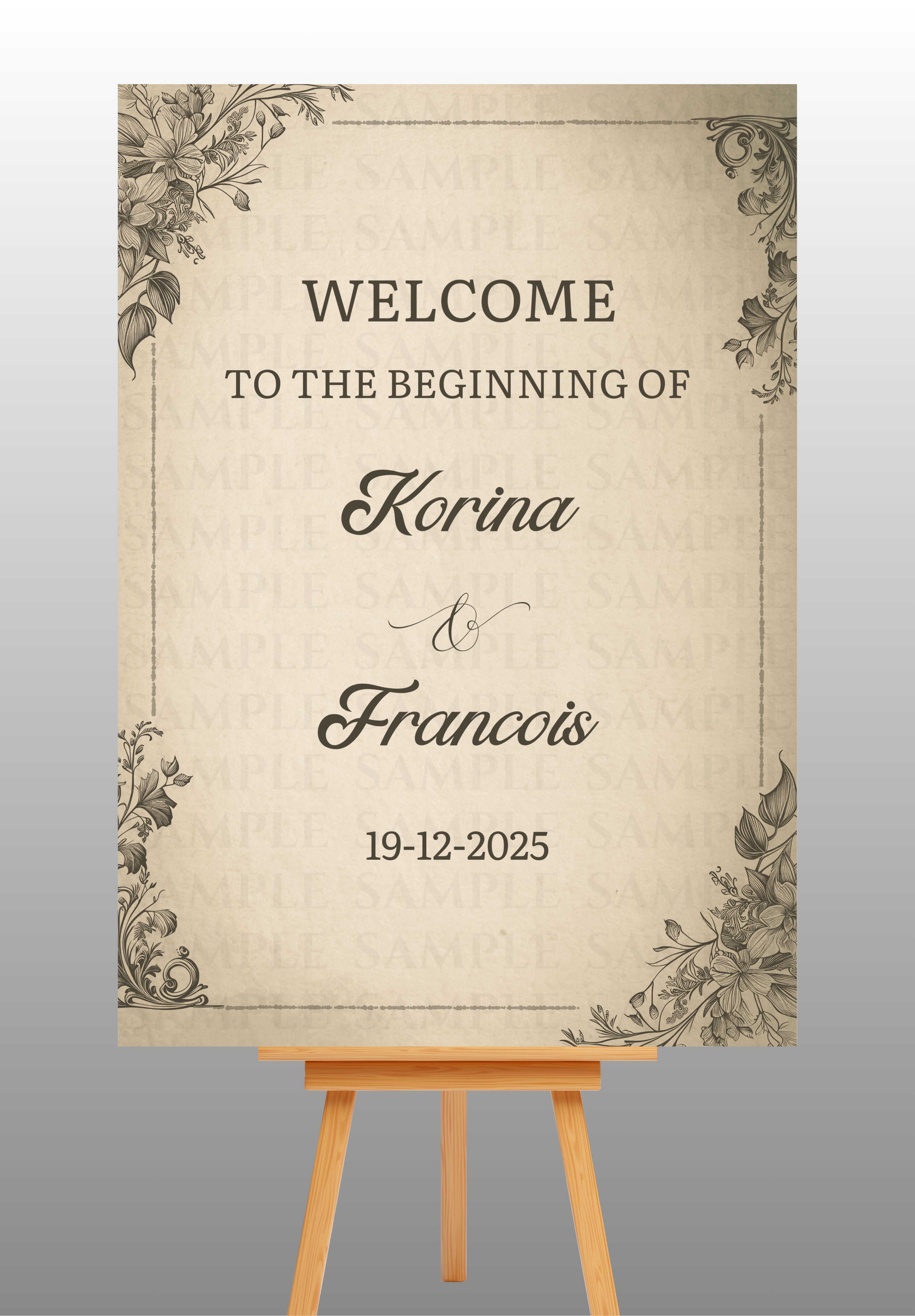 Light Cream and Grey Wedding Welcome Board