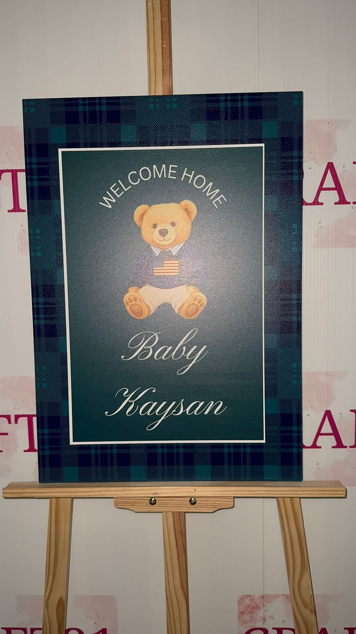 Elegant Black Teddy Theme Welcome Home Board
