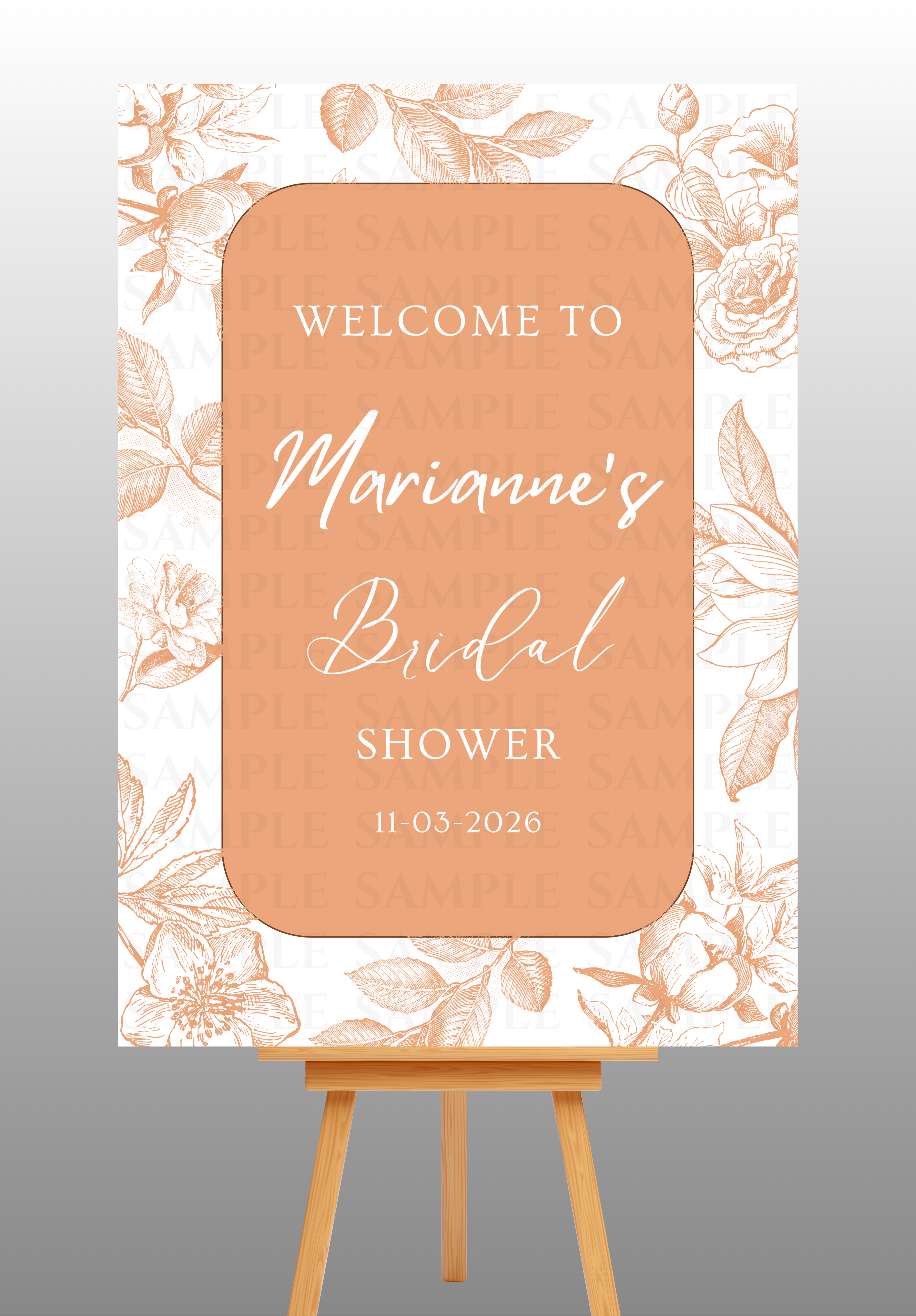 Elegant Floral Background Bridal Shower Welcome Board