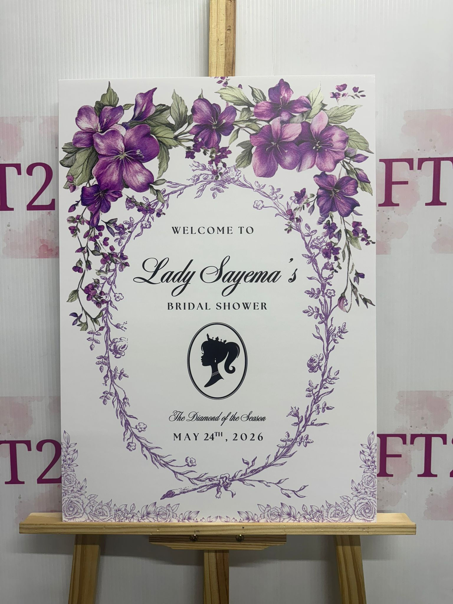 Purple Floral Frame Bridal Shower Board