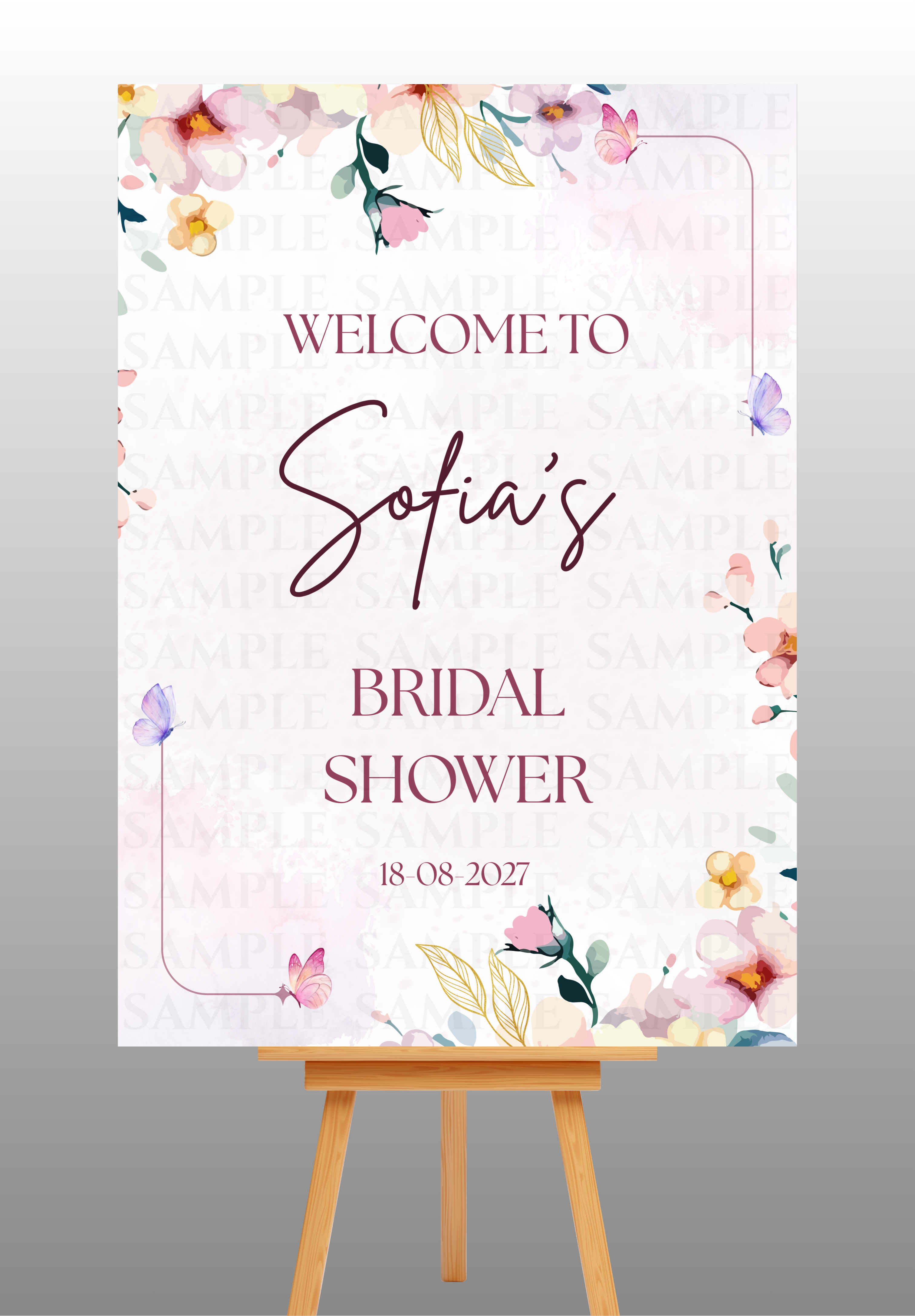 Purple Floral Bridal Shower Welcome Board
