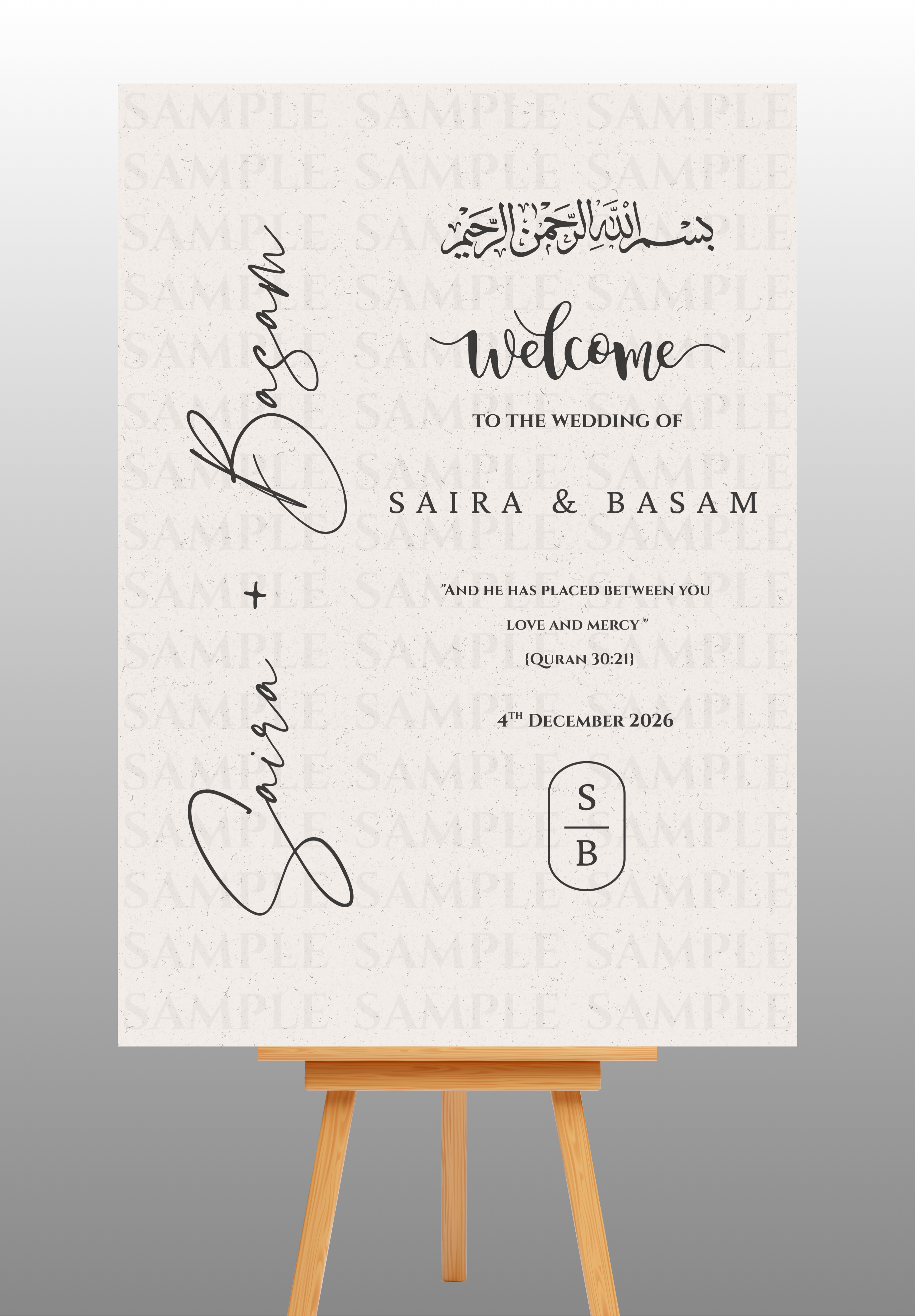 Beige and Black Wedding Welcome Board