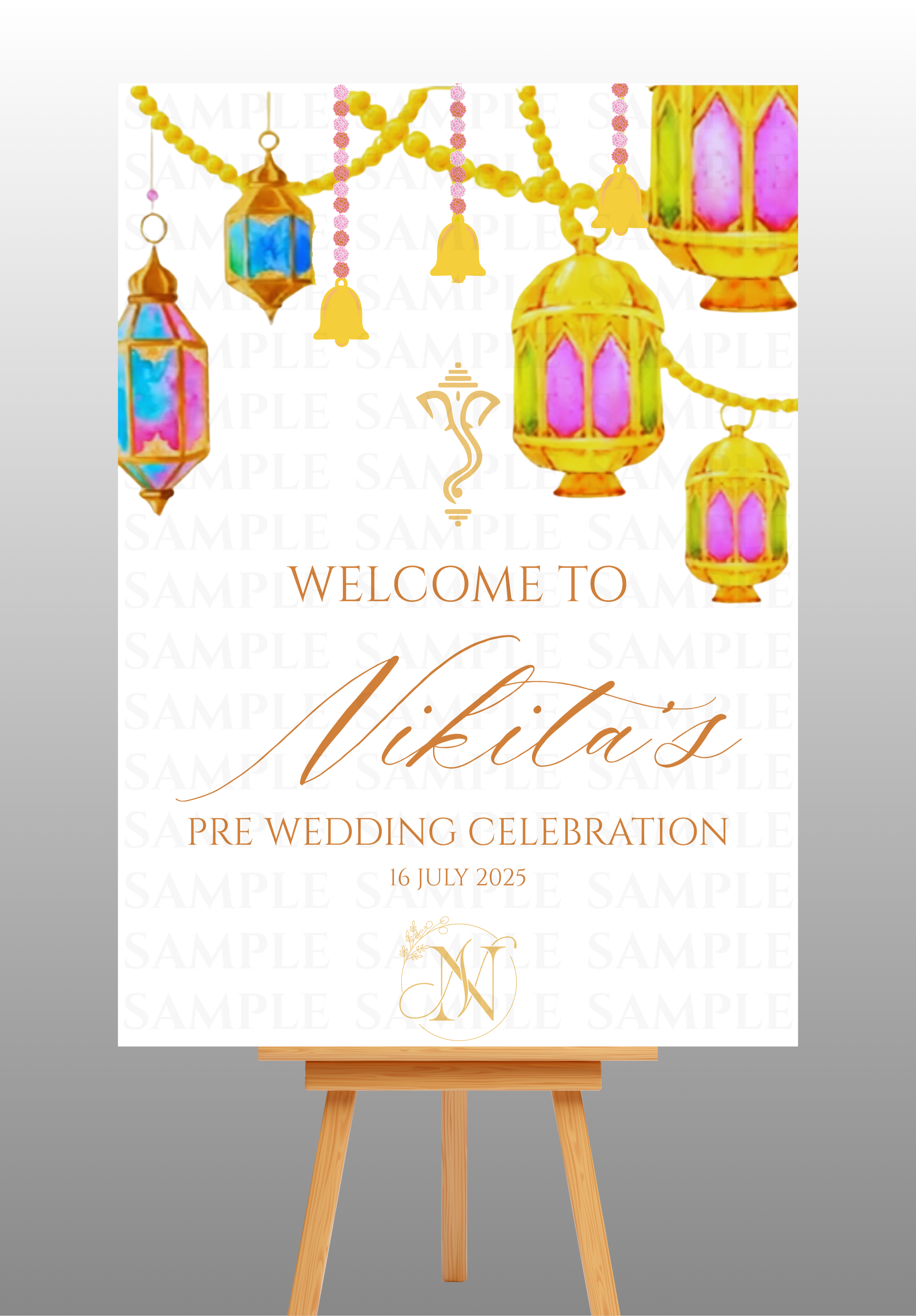 Coloured Lanterns PreWedding Welcome Board
