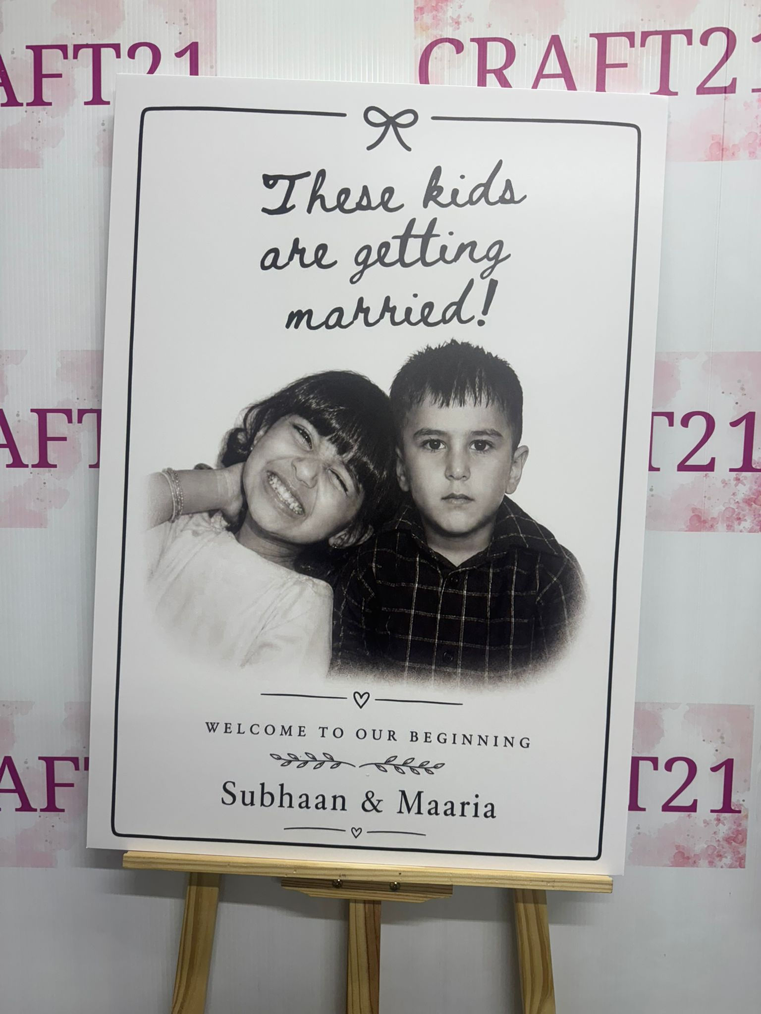 Bow Frame Photo Wedding Welcome Board