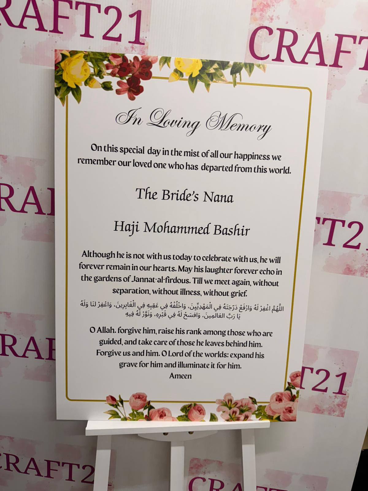 Elegant Floral In Loving Memory Board
