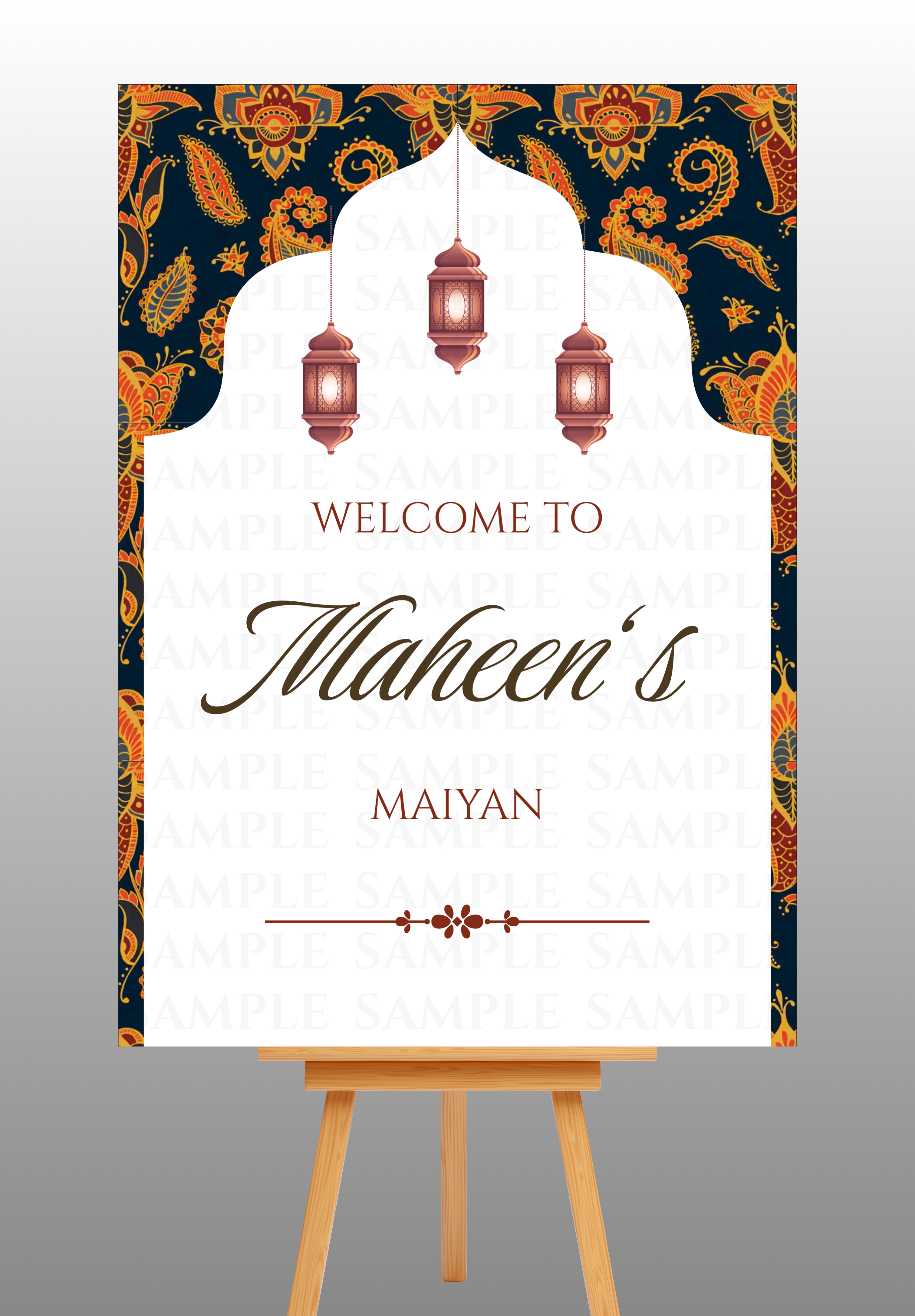 Elegant Pattern Background Mehndi Welcome Board 1